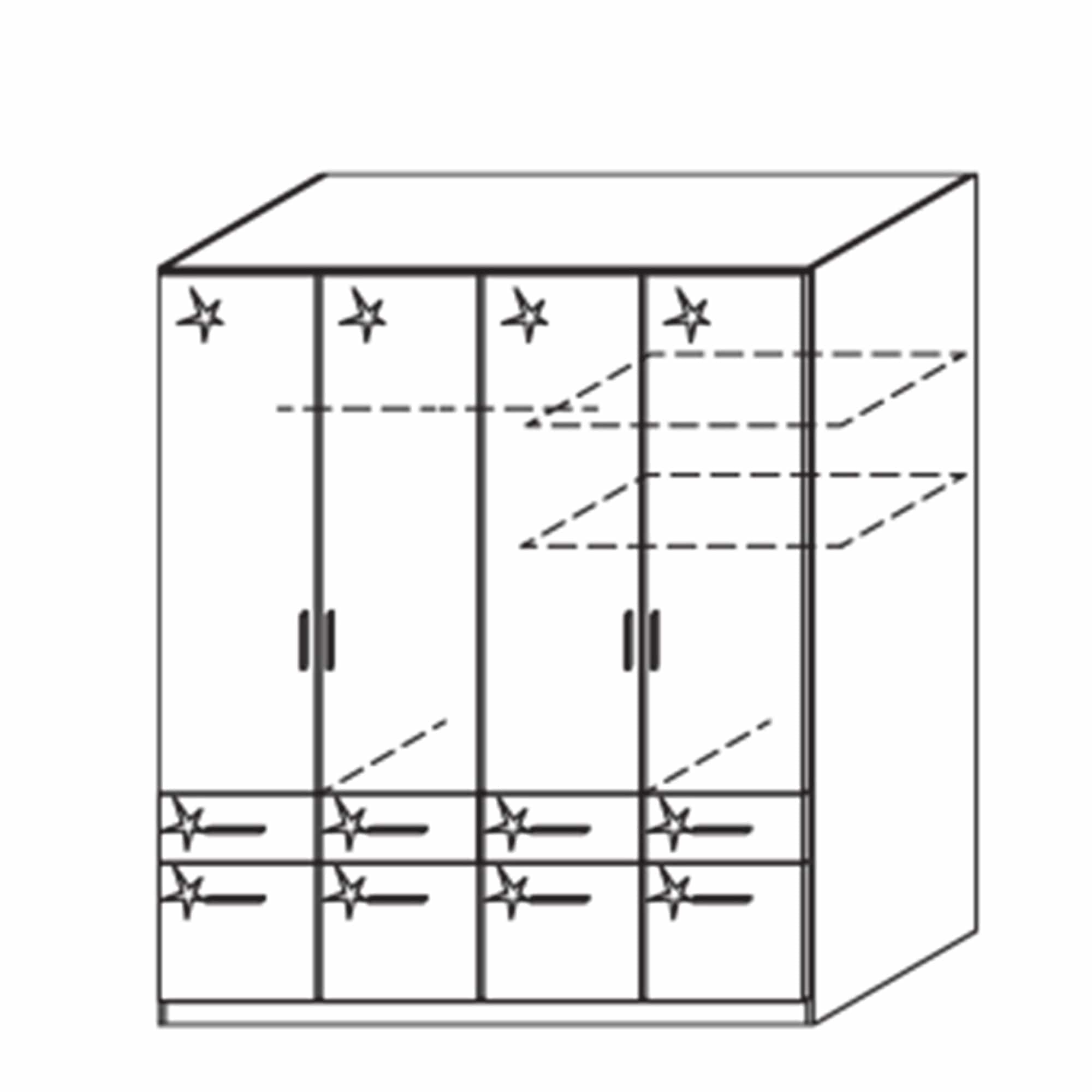 Amalfi - 3 Door 8 Drawer Hinged Combi Robe
