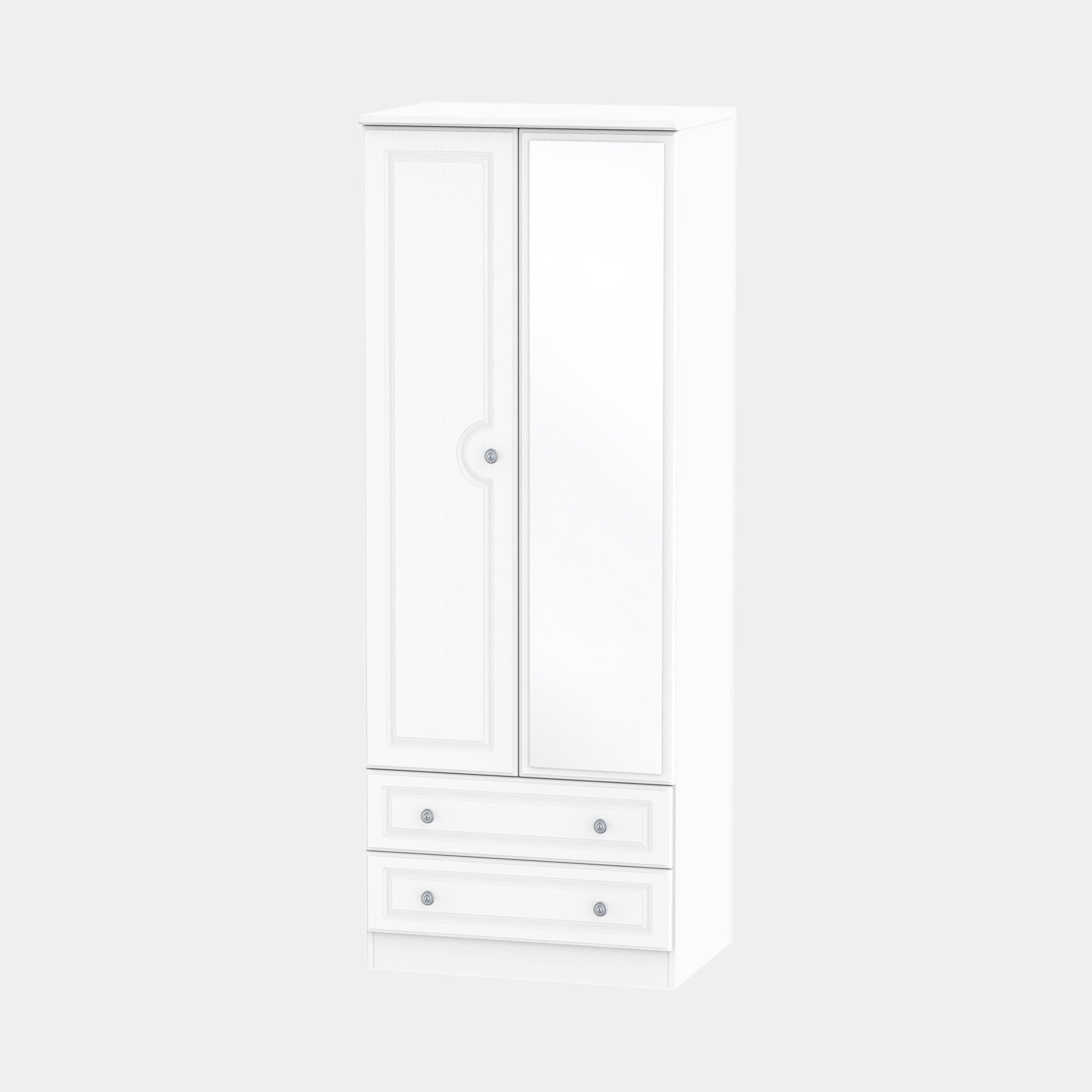 Ashford - Wardrobe With Drawers & Mirror 74cm 2 Door 1 Mirror 2 Large Drawer