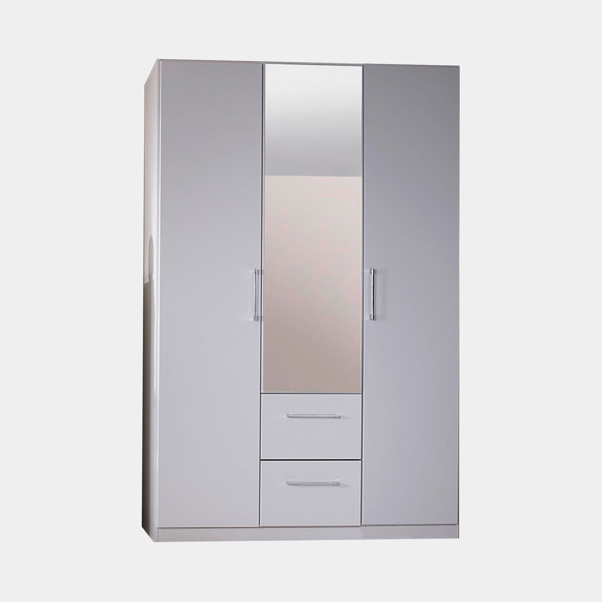 Cologne - Mirrored Wardrobe With Drawers & Mirror 136cm 3 Door 1 Mirror 2 Drawer