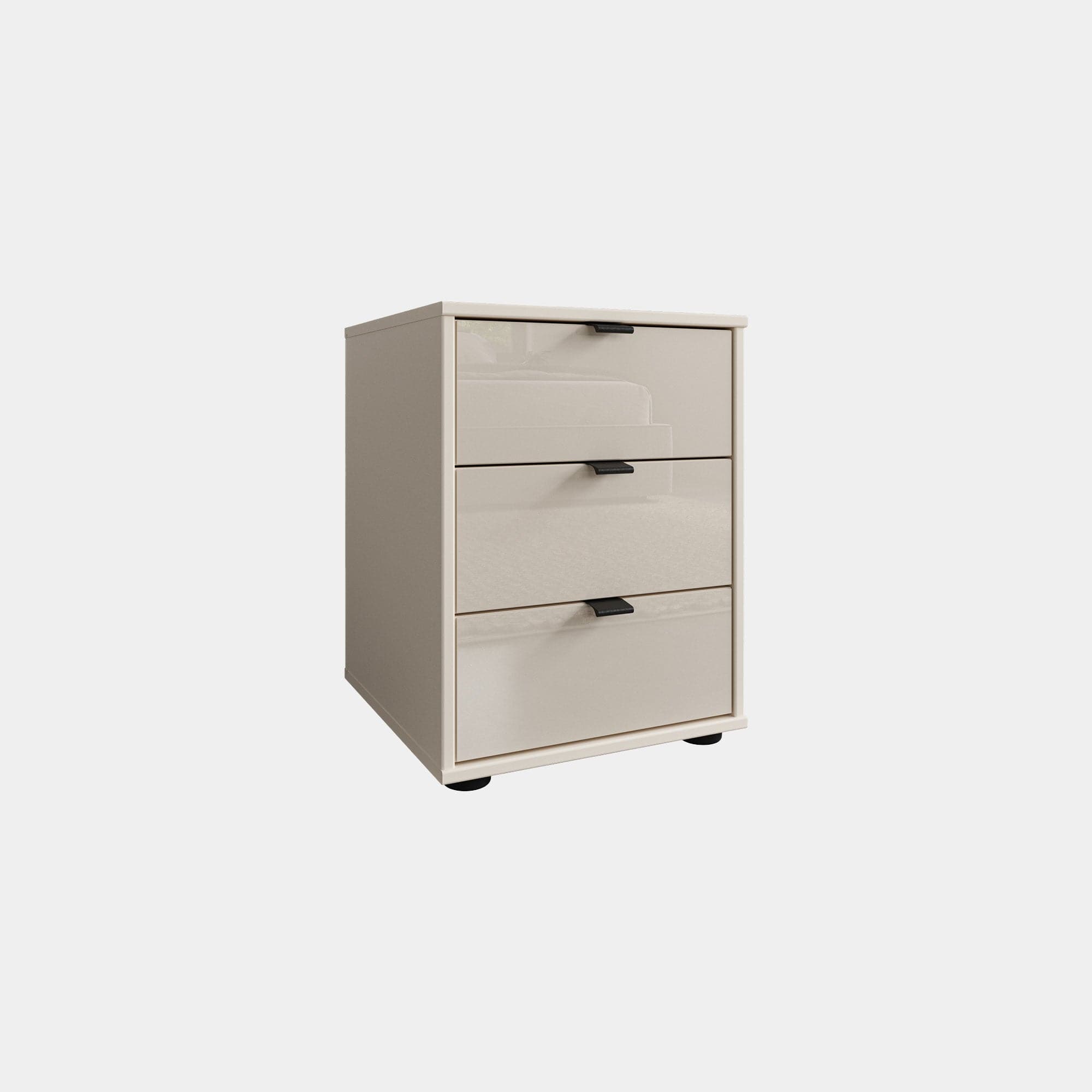 Florida - 3 Drawer Bedside (W40cm), Glass Front