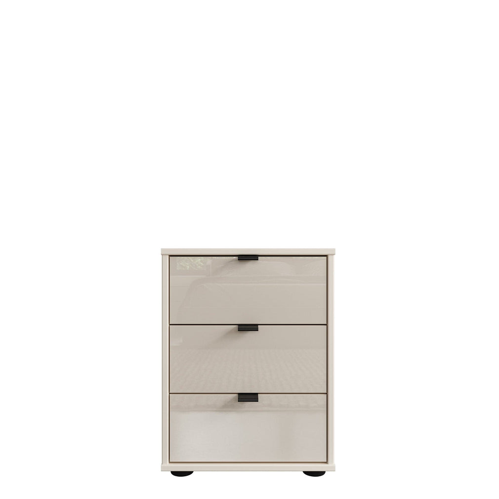 Florida - 3 Drawer Bedside (W40cm), Glass Front