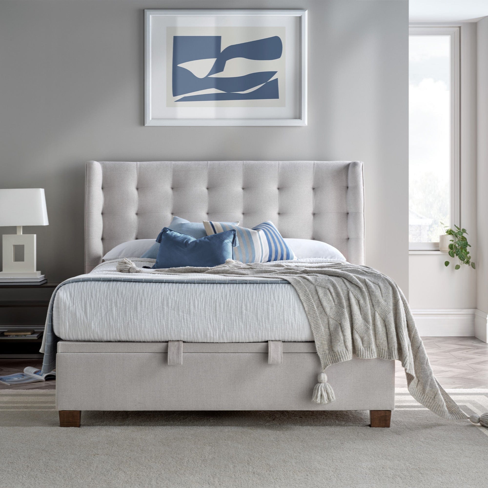 Hazel - 135cm (Double) Ottoman Bed In Maskat Clay