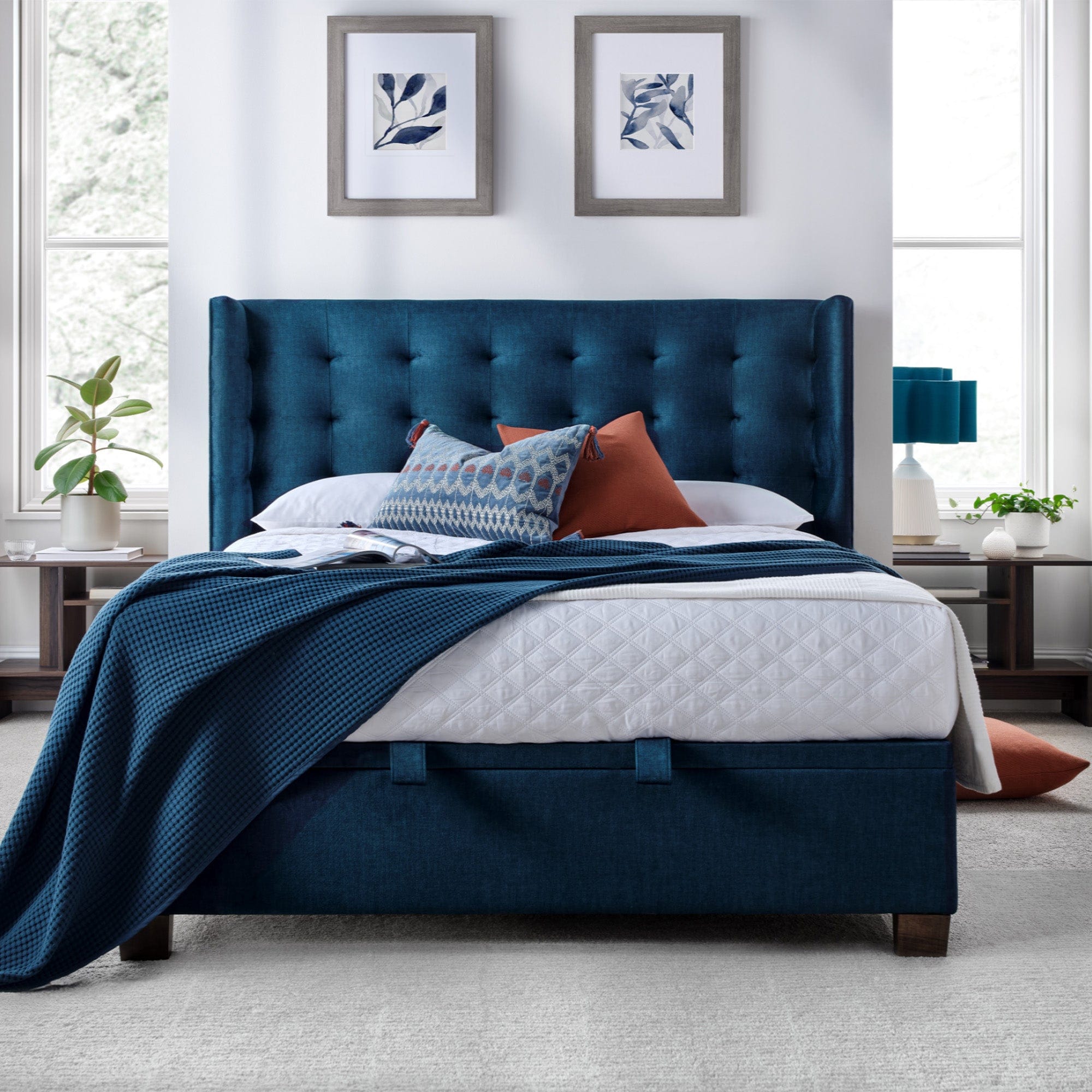 Hazel - 135cm (Double) Ottoman Bed In Vougue Deep Ocean