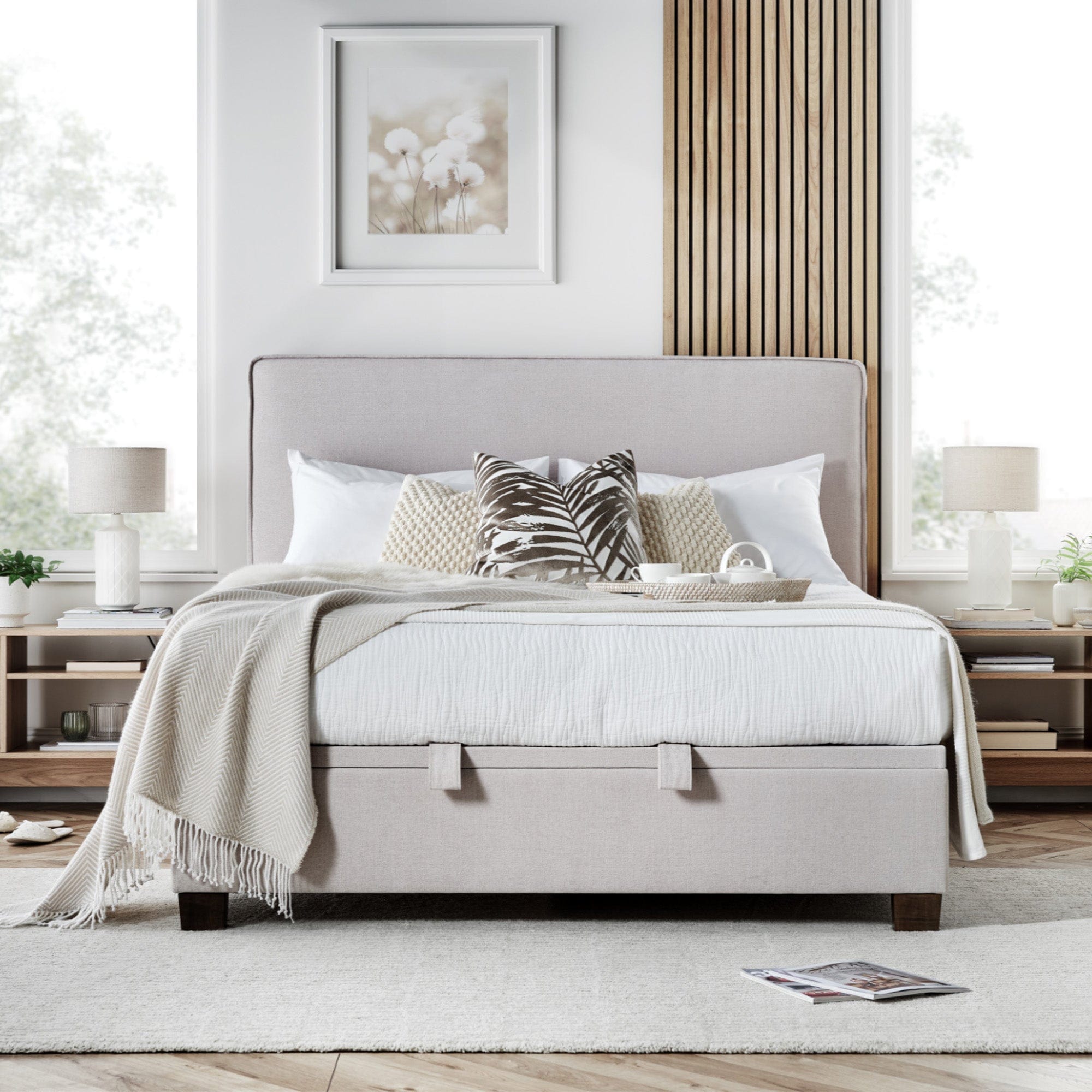 Juniper - 135cm (Double) Ottoman Bed In Maskat Clay