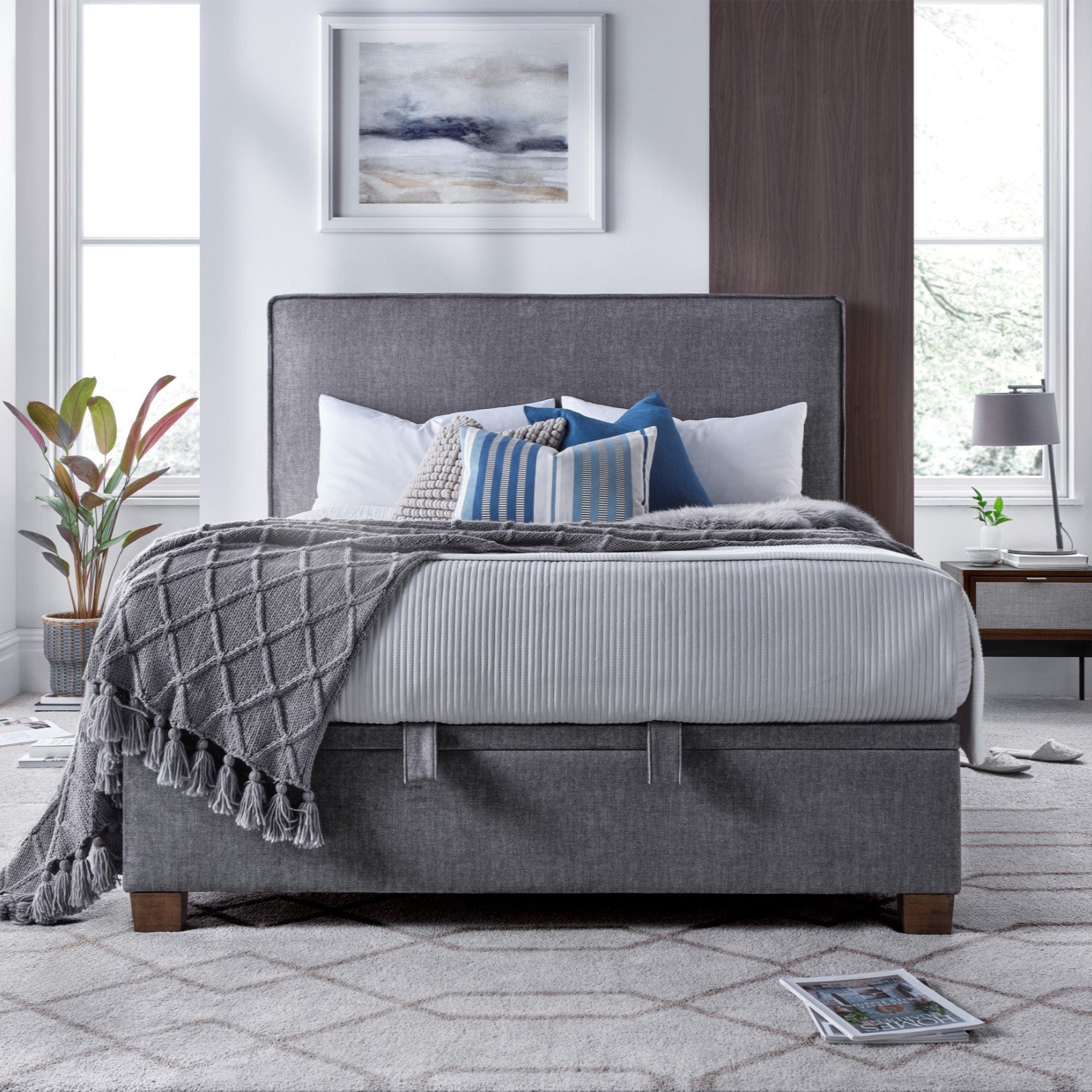 Juniper - 135cm (Double) Ottoman Bed In Vougue Grey