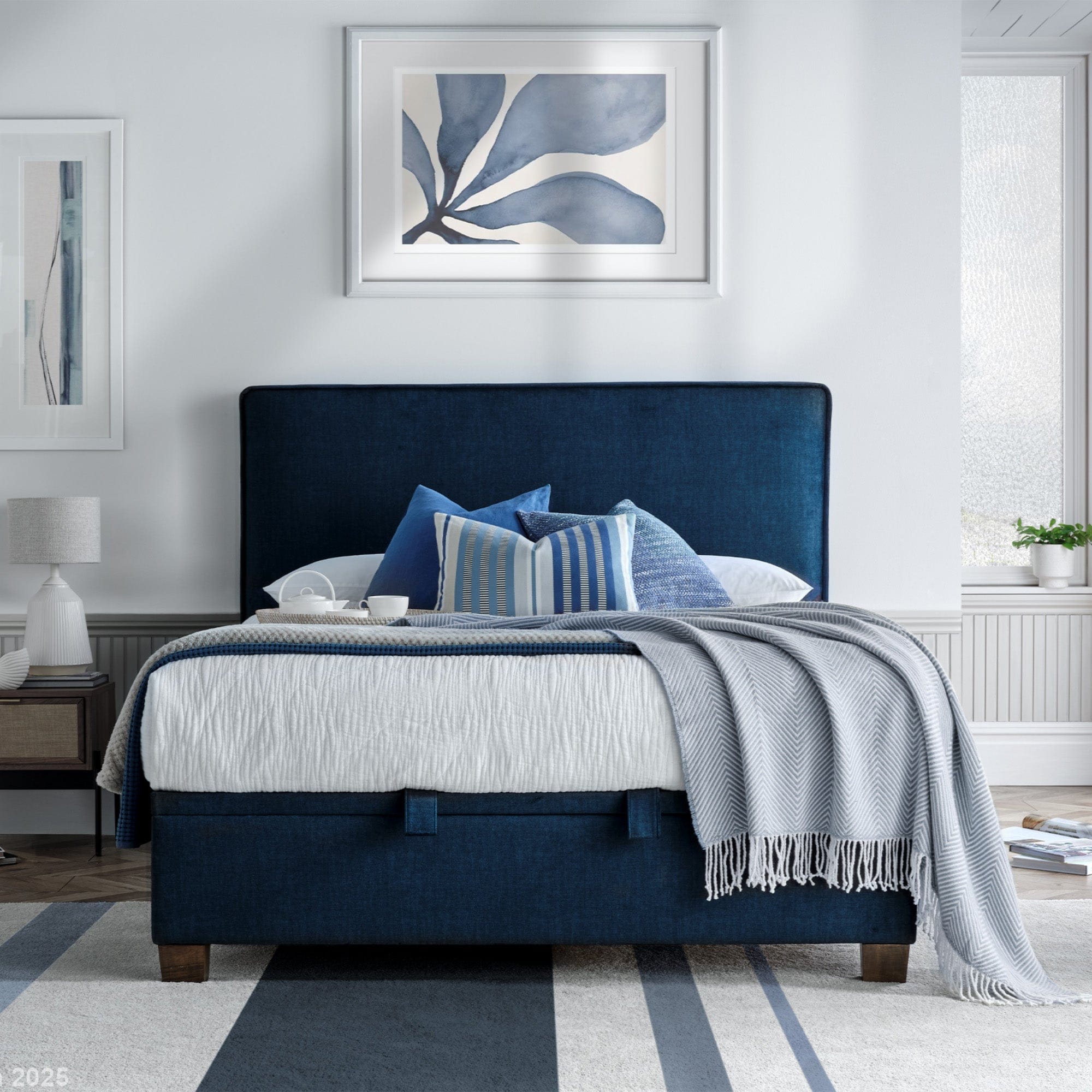 Juniper - 150cm (King) Ottoman Bed In Vougue Deep Ocean