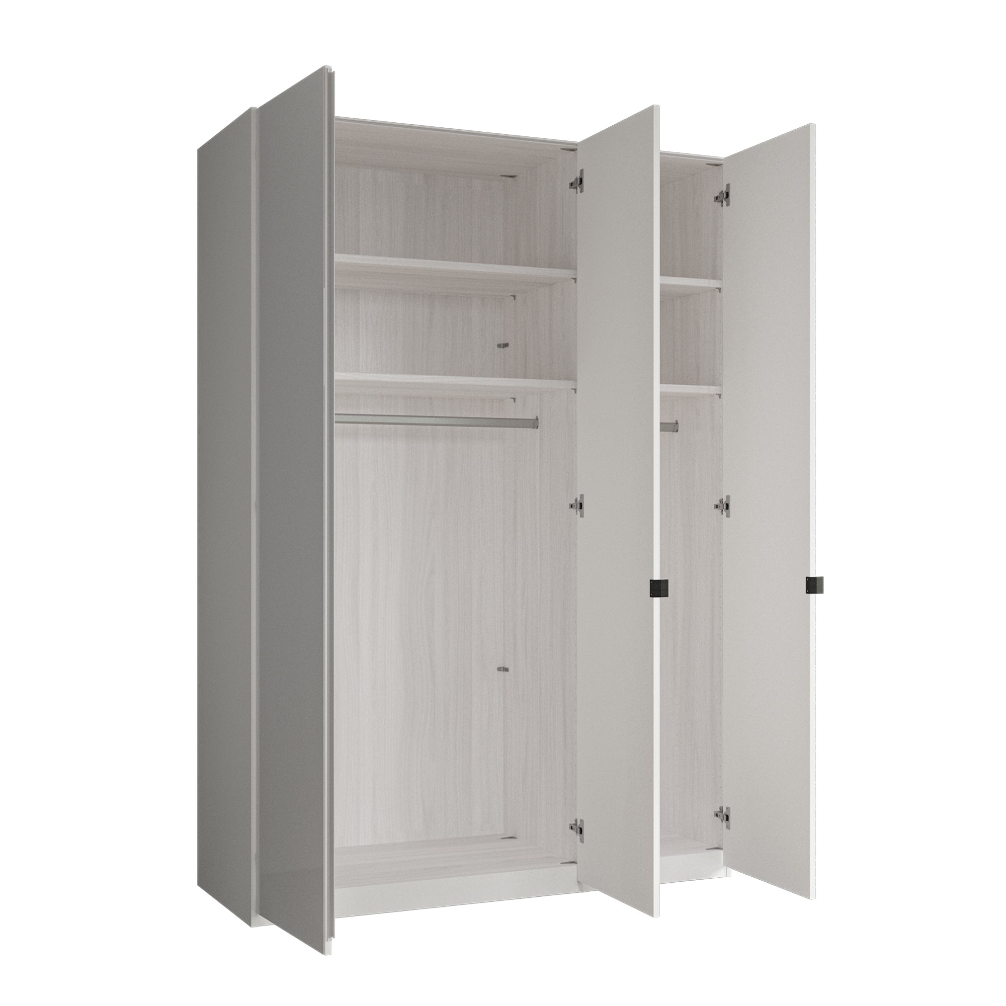 Florida - Mirrored Wardrobe 150cm 3 Door Hinged Robe (H216cm), Mirror Front