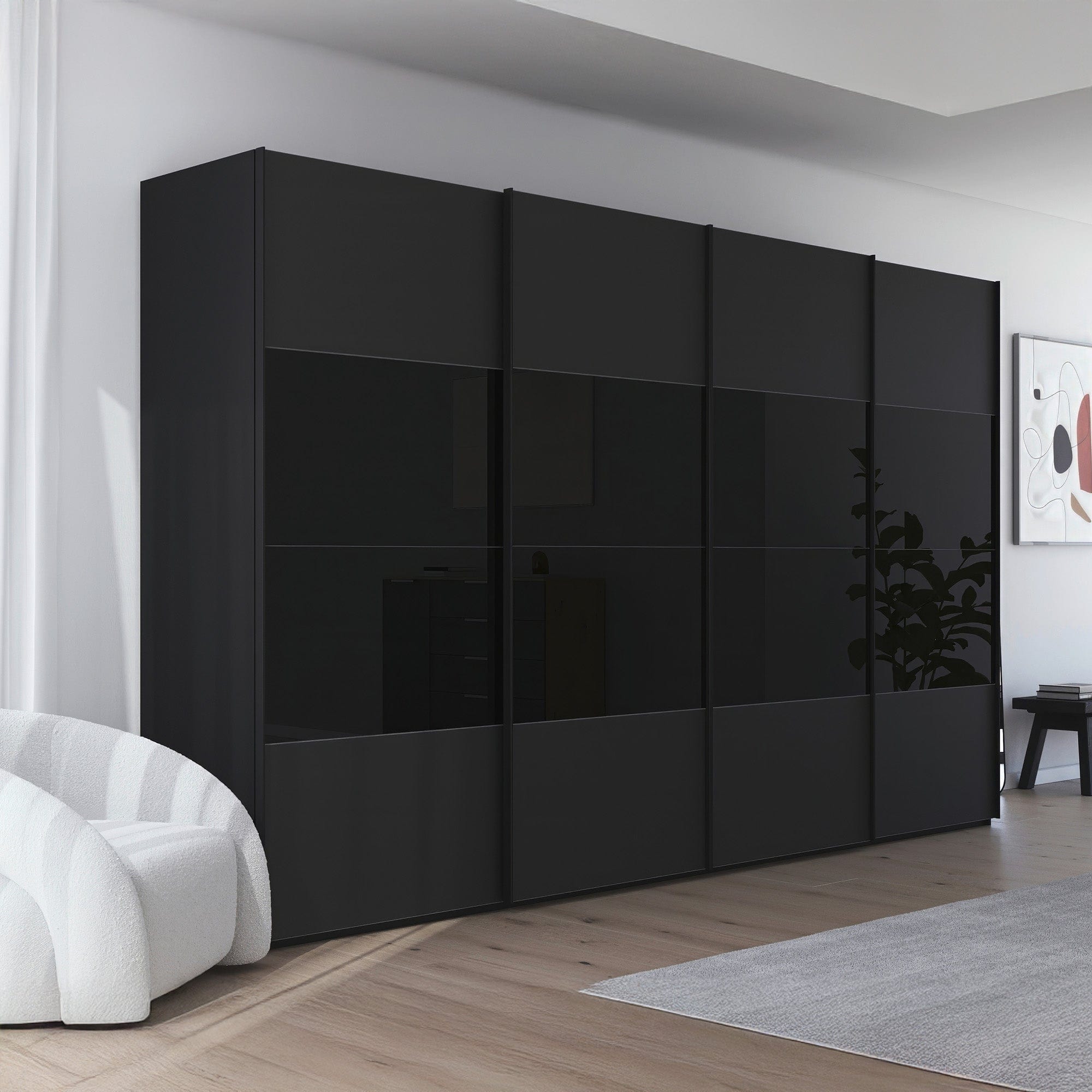 Montpellier - Sliding 4 Door Wardrobe, Black