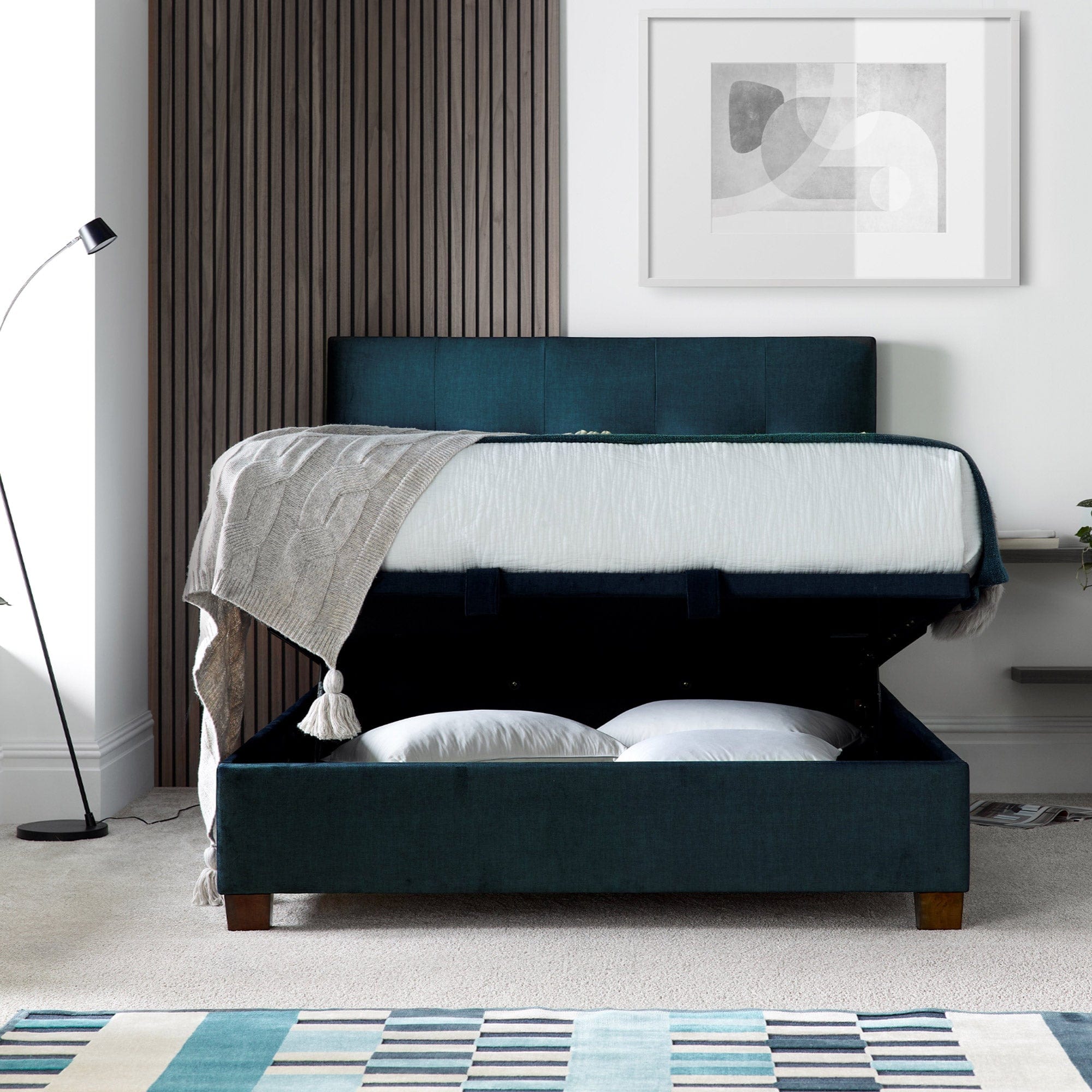 Nicola - Ottoman Bed Frame, Blue