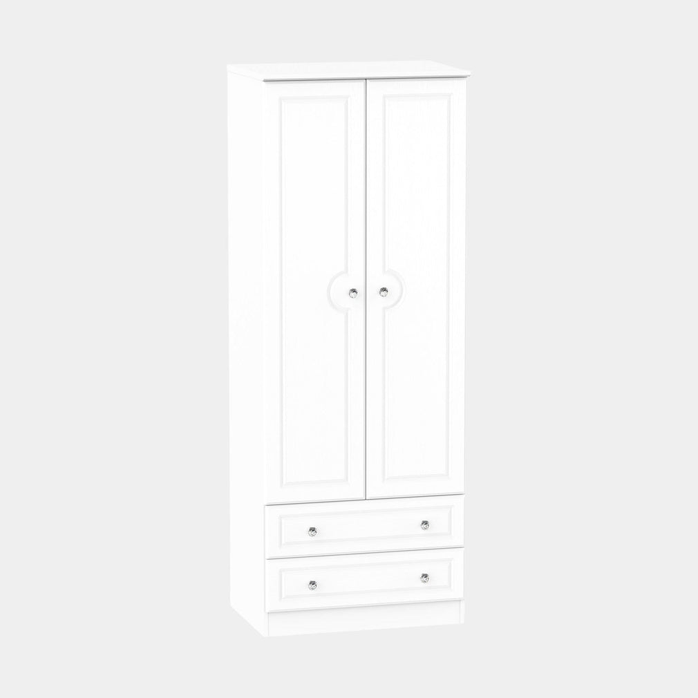 Penshurst - Tall 2 Door/2 Drawer Robe In White