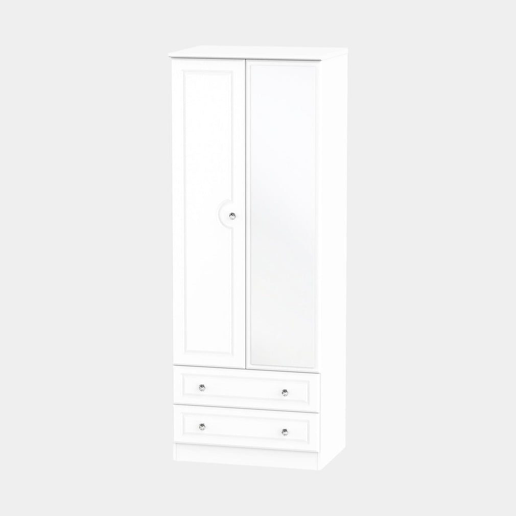 Penshurst - Tall 2 Door/2 Drawer Mirror Robe In White