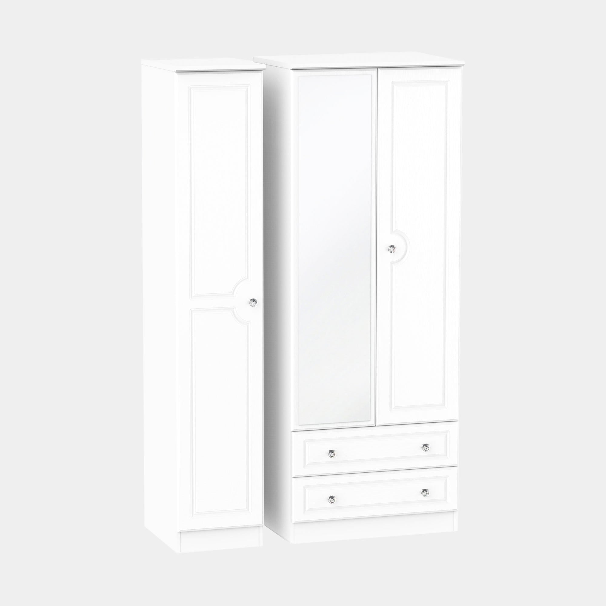 Penshurst - Wardrobe With Drawers & Mirror 111cm 3 Door 1 Mirror 2 Large Drawer