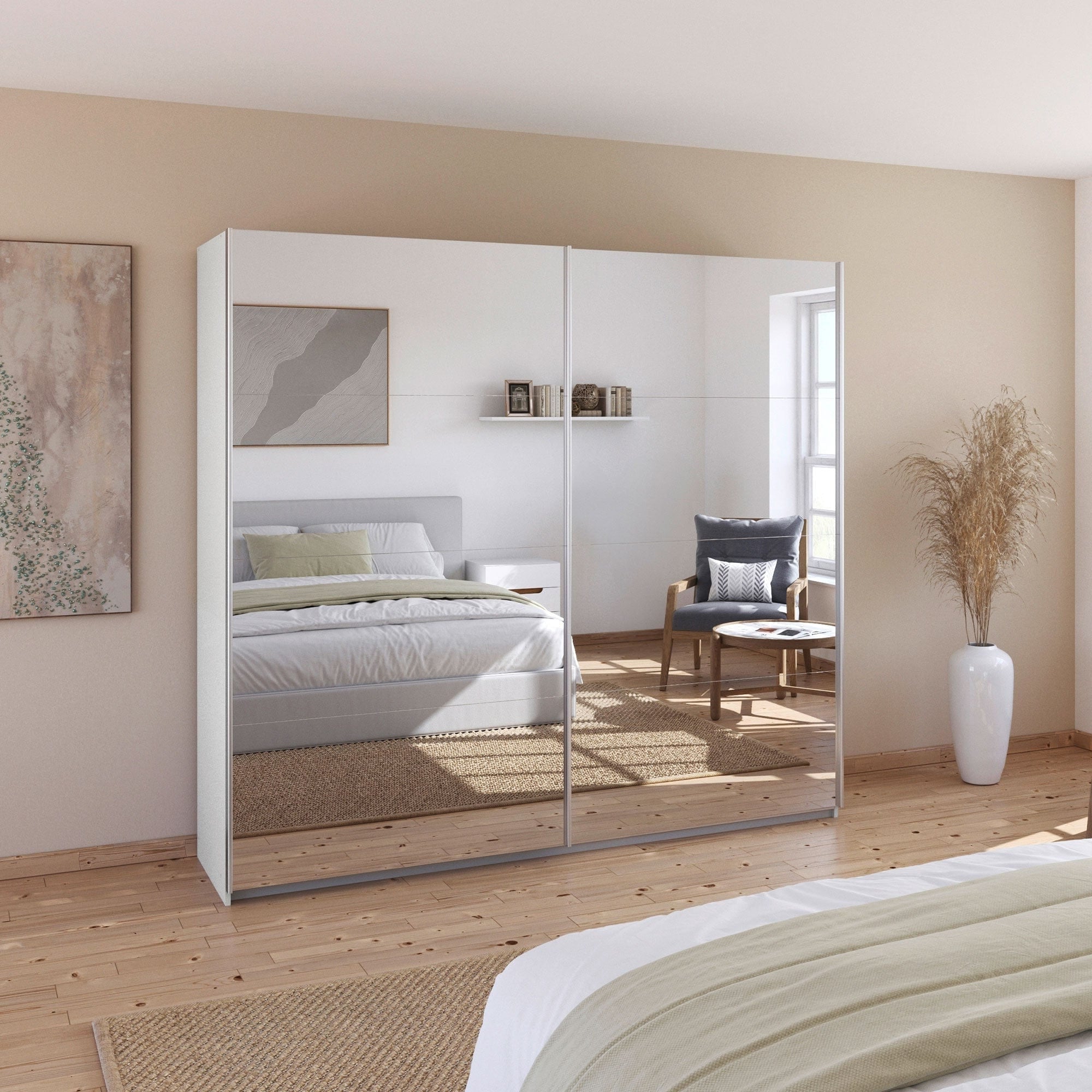 Piave - Sliding 2 Door Mirrored Wardrobe