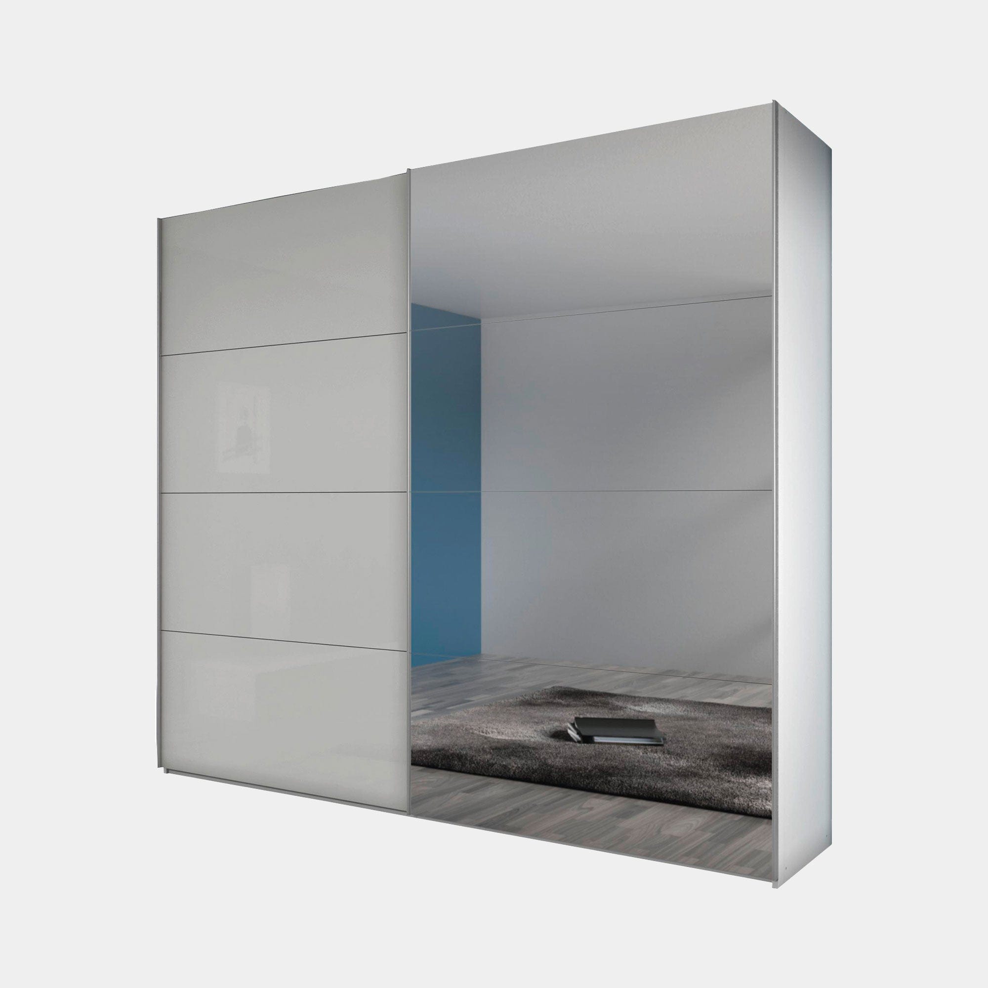 226cm 2 Sliding Door Robe With 1 Mirror Door Inc Interiors (Supplied Packed Flat)