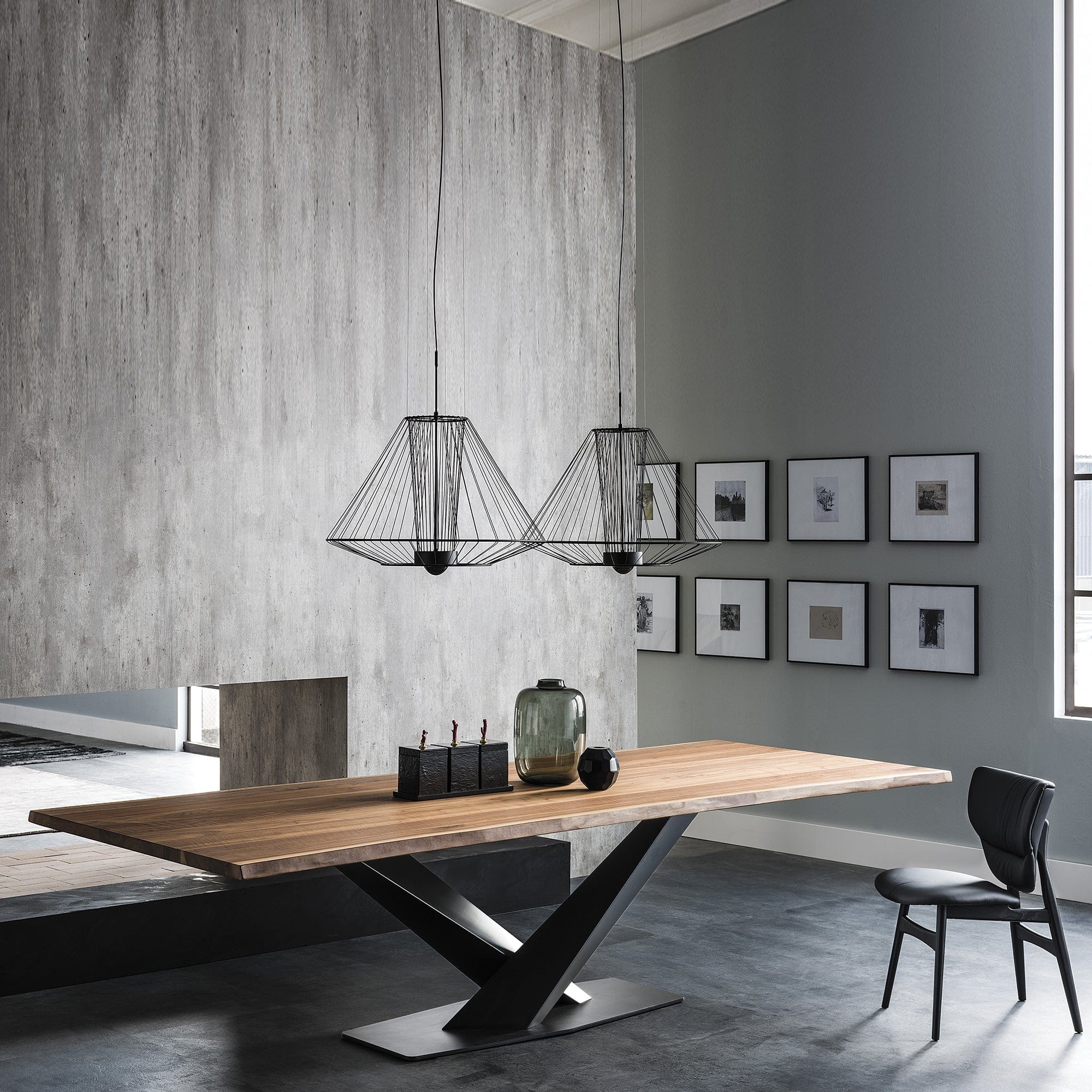 Cattelan Italia Stratos Wood - Dining Table With Black Legs & Walnut Top 200 x 100cm