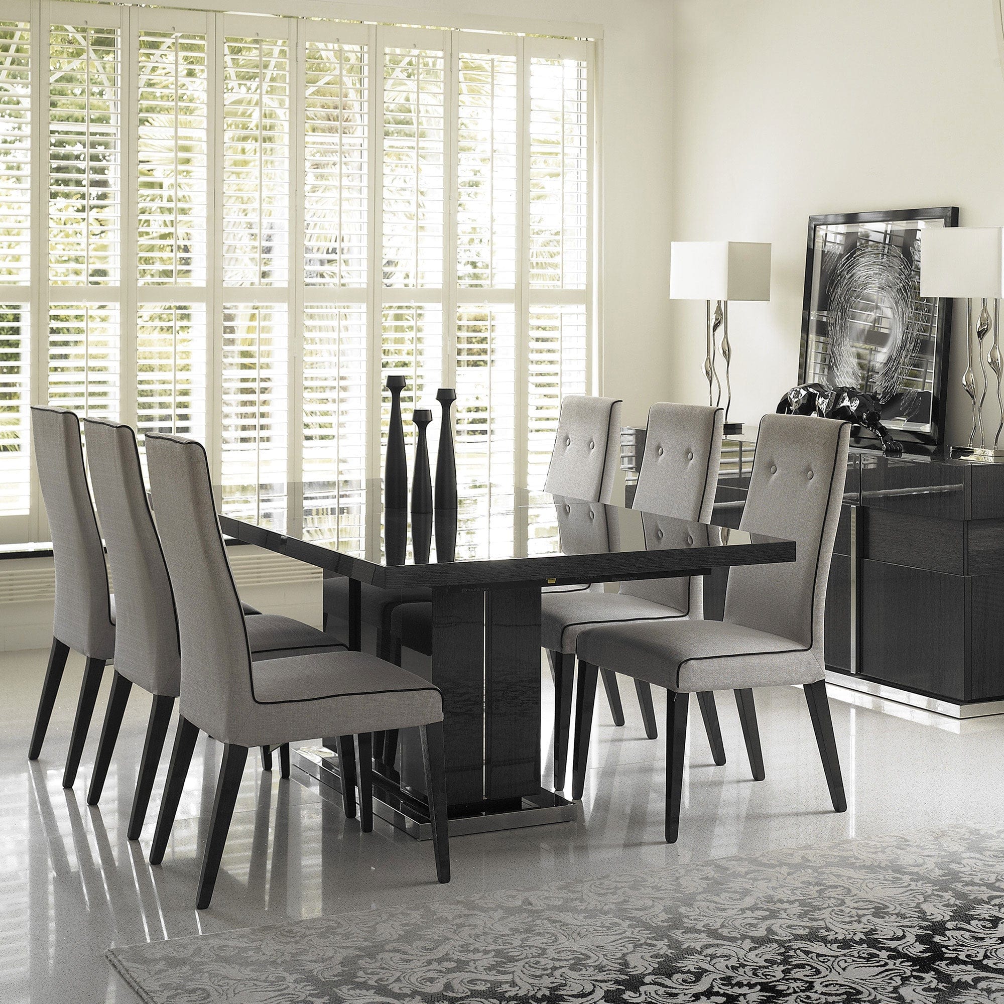 Antibes - 196cm Extending Dining Table With 6 Chairs In Fabric
