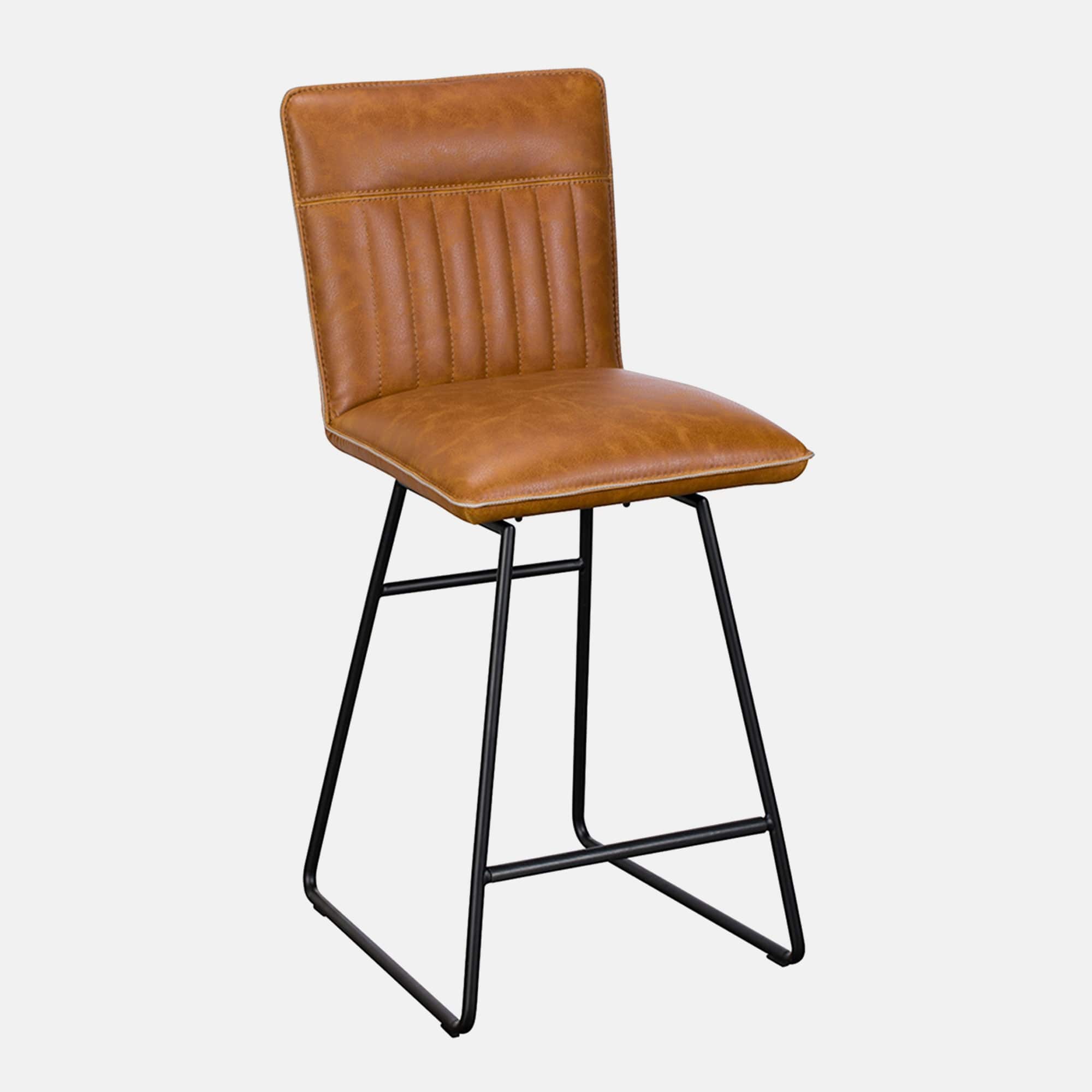 Swivel Bar Stool In Tan PU Leather
