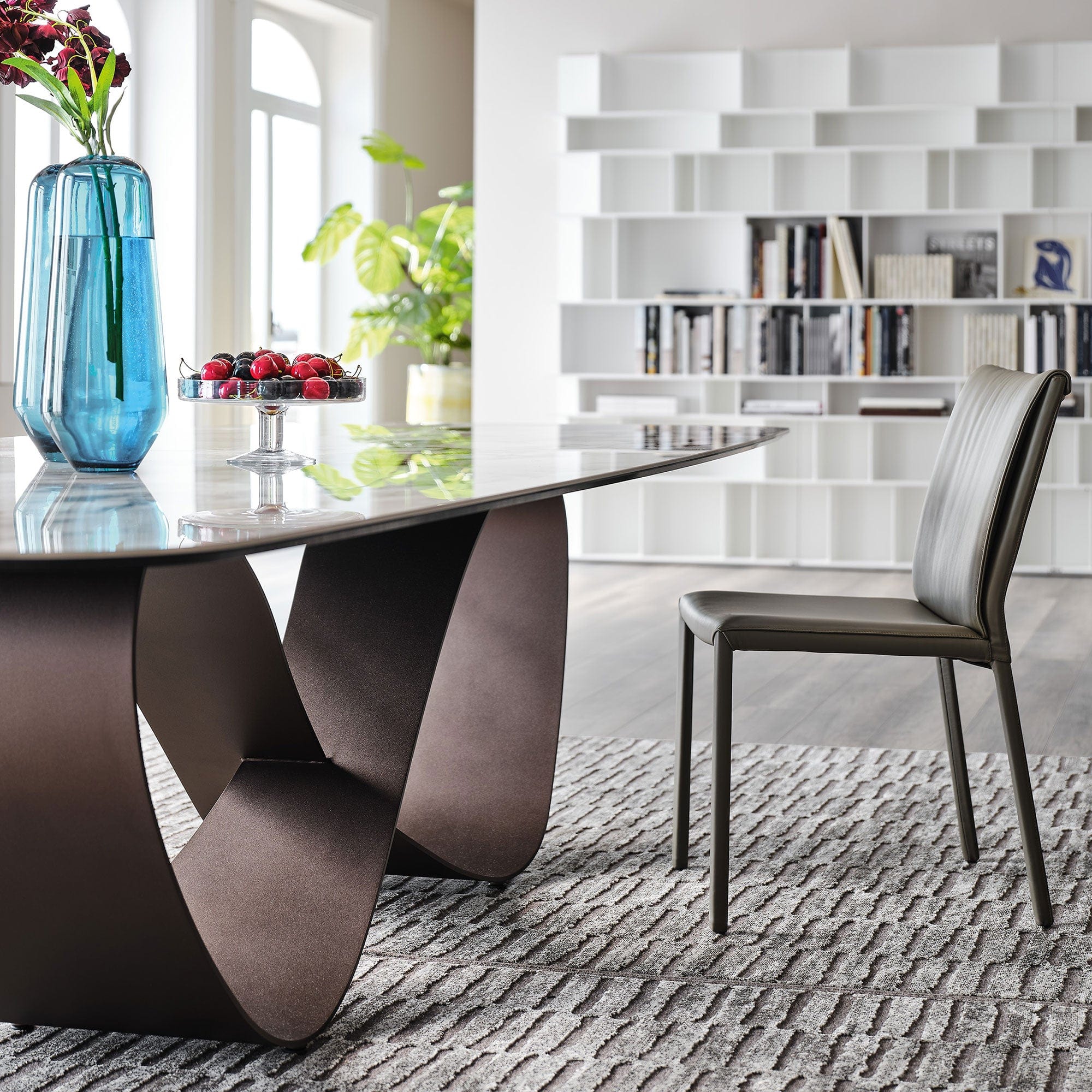 240x120cm Dining Table Keramik Top Brushed Grey Base