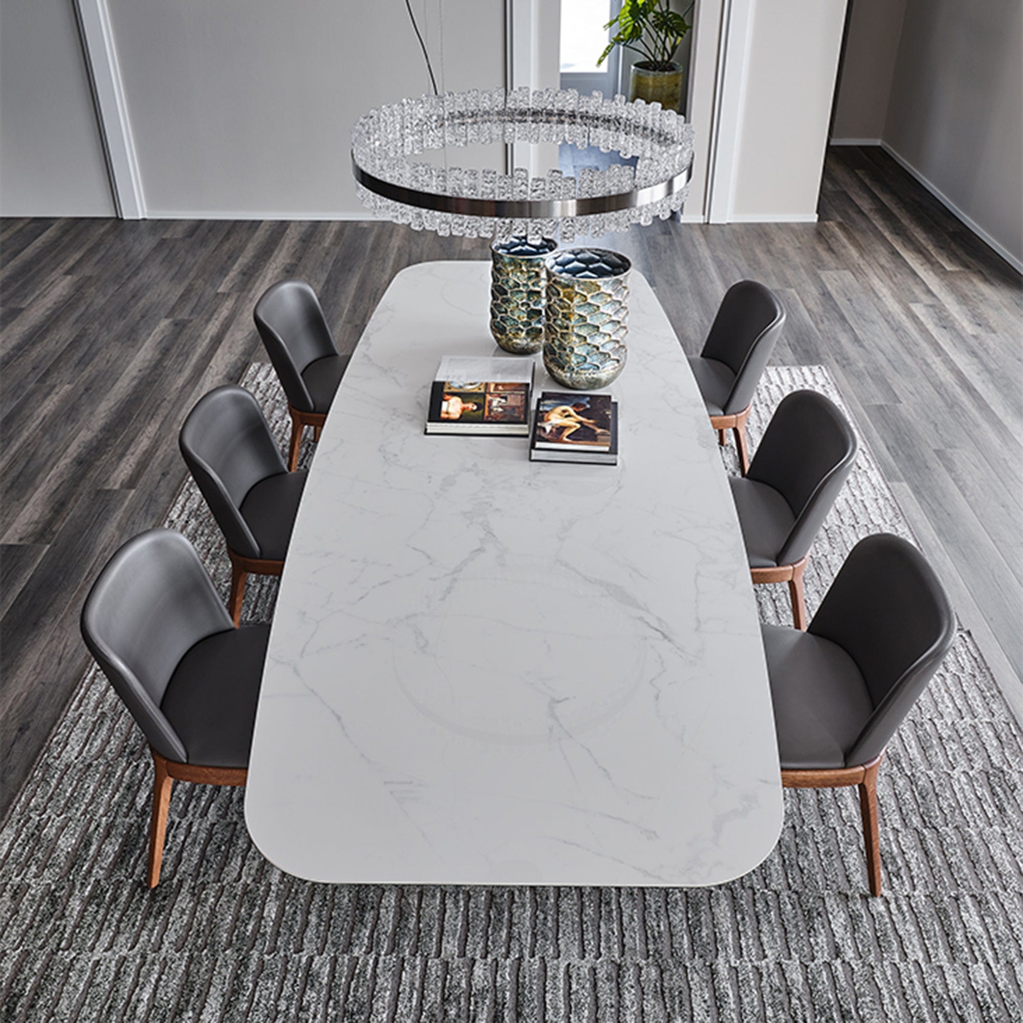 240x120cm Dining Table Keramik Top Brushed Grey Base