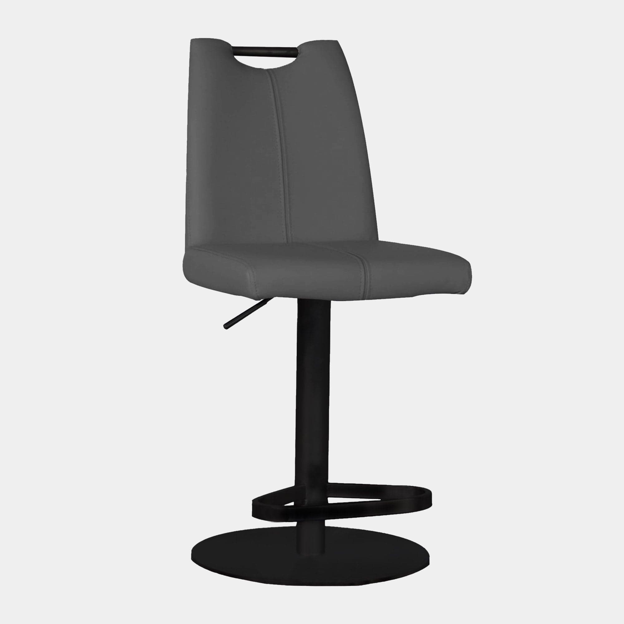 Ede - Dark Grey PU Bar Stool With Black Metal Base