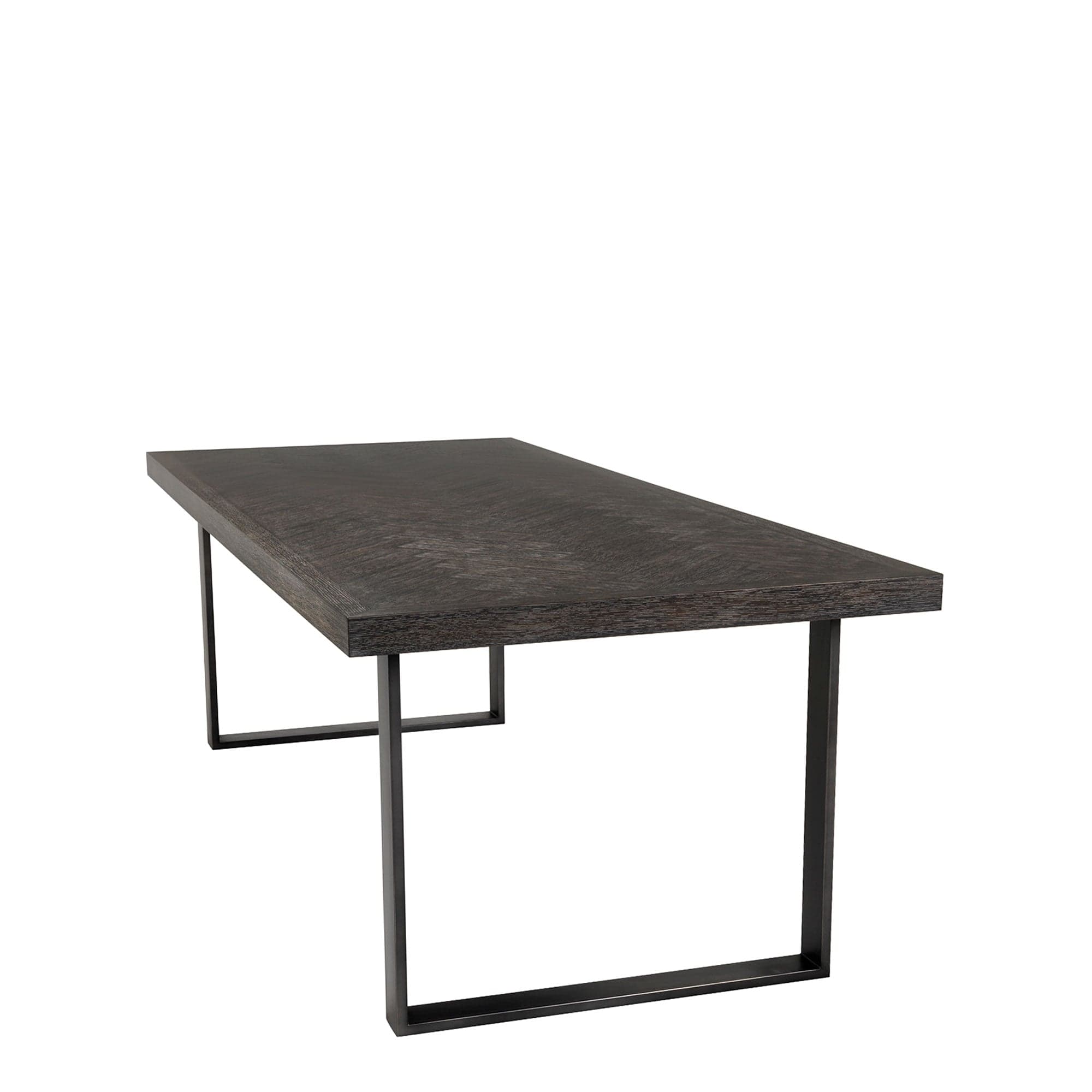 230cm Dining Table Charcoal Oak Veneer Bronze Finish