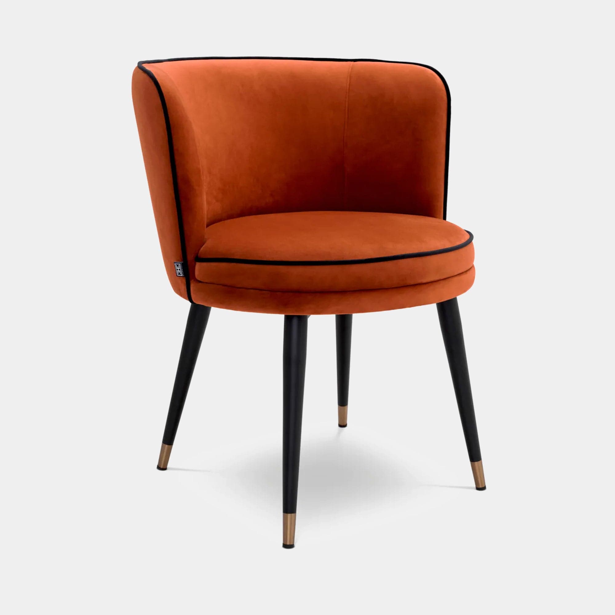 Eichholtz Grenada - Dining Chair Savona Orange Velvet and Black Velvet Piping