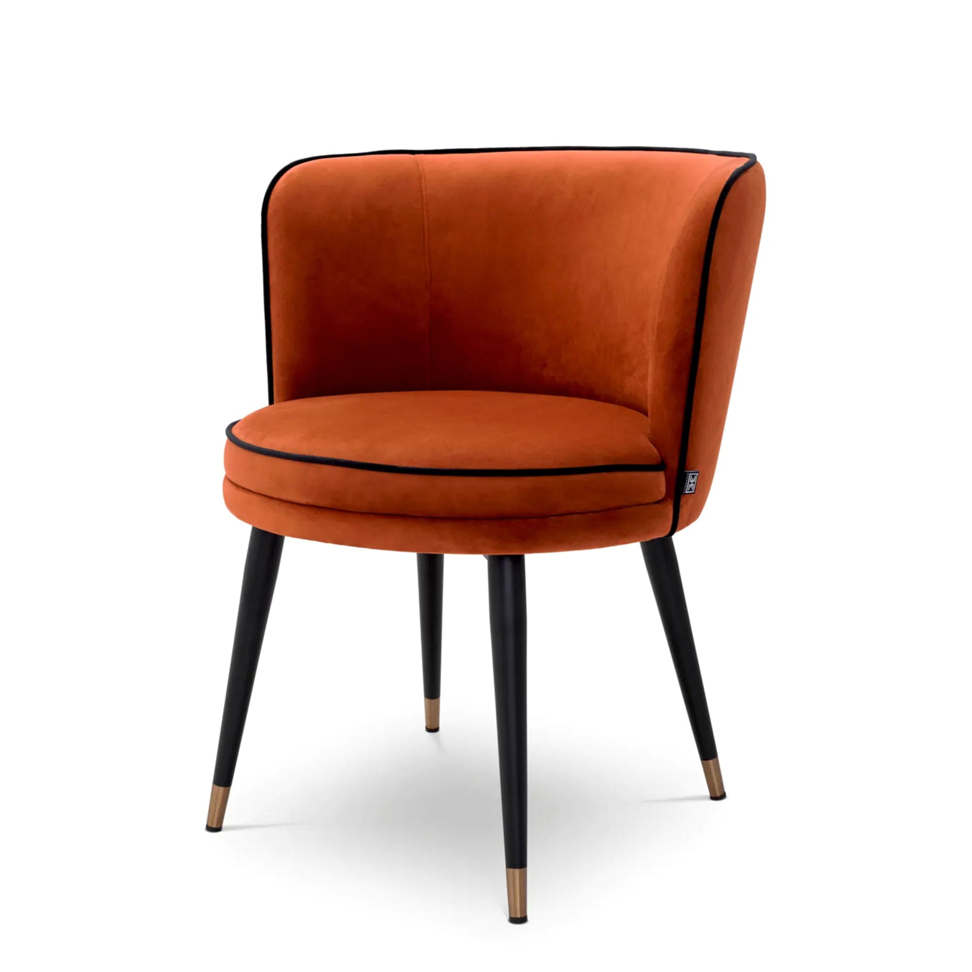 Eichholtz Grenada - Dining Chair Savona Orange Velvet and Black Velvet Piping
