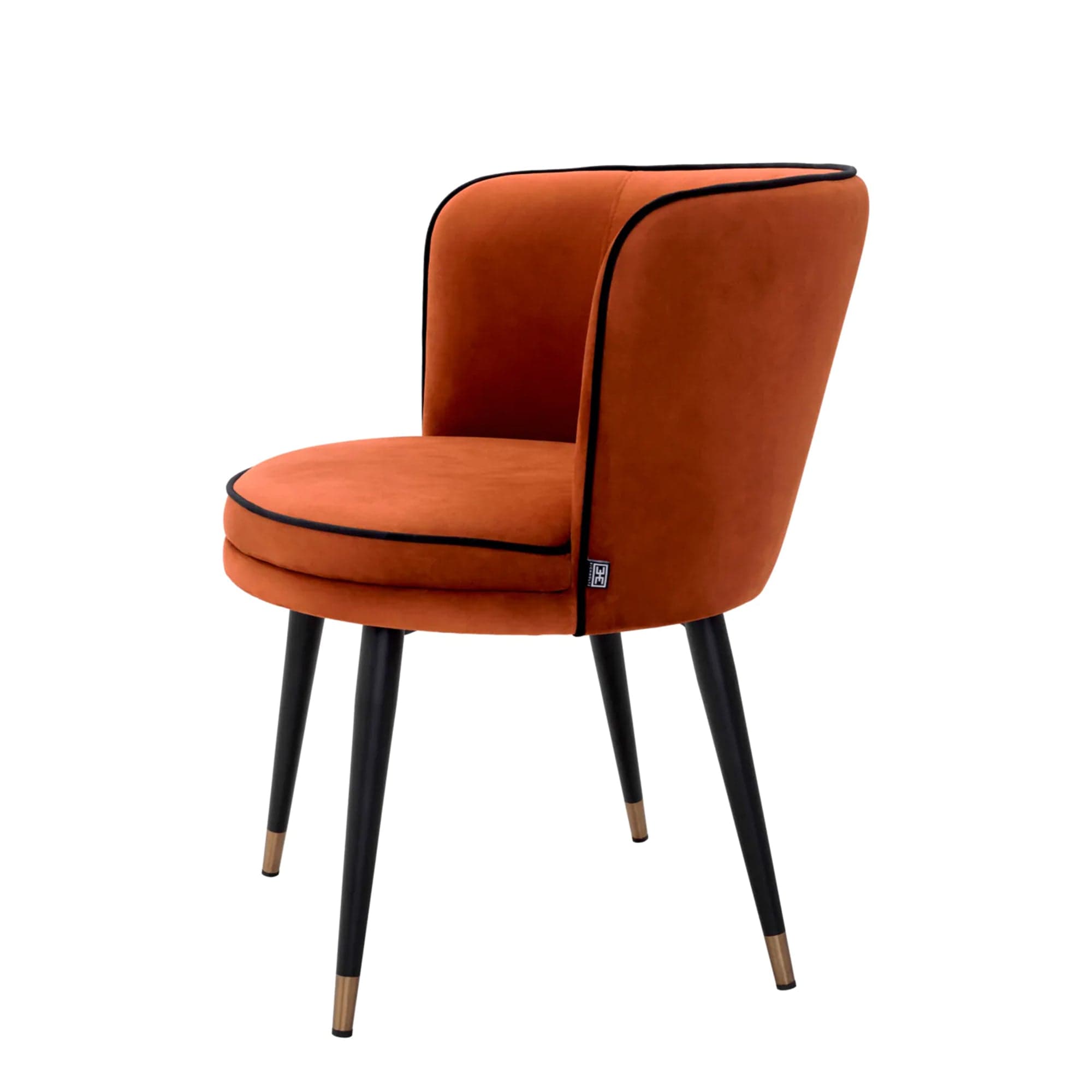 Eichholtz Grenada - Dining Chair Savona Orange Velvet and Black Velvet Piping