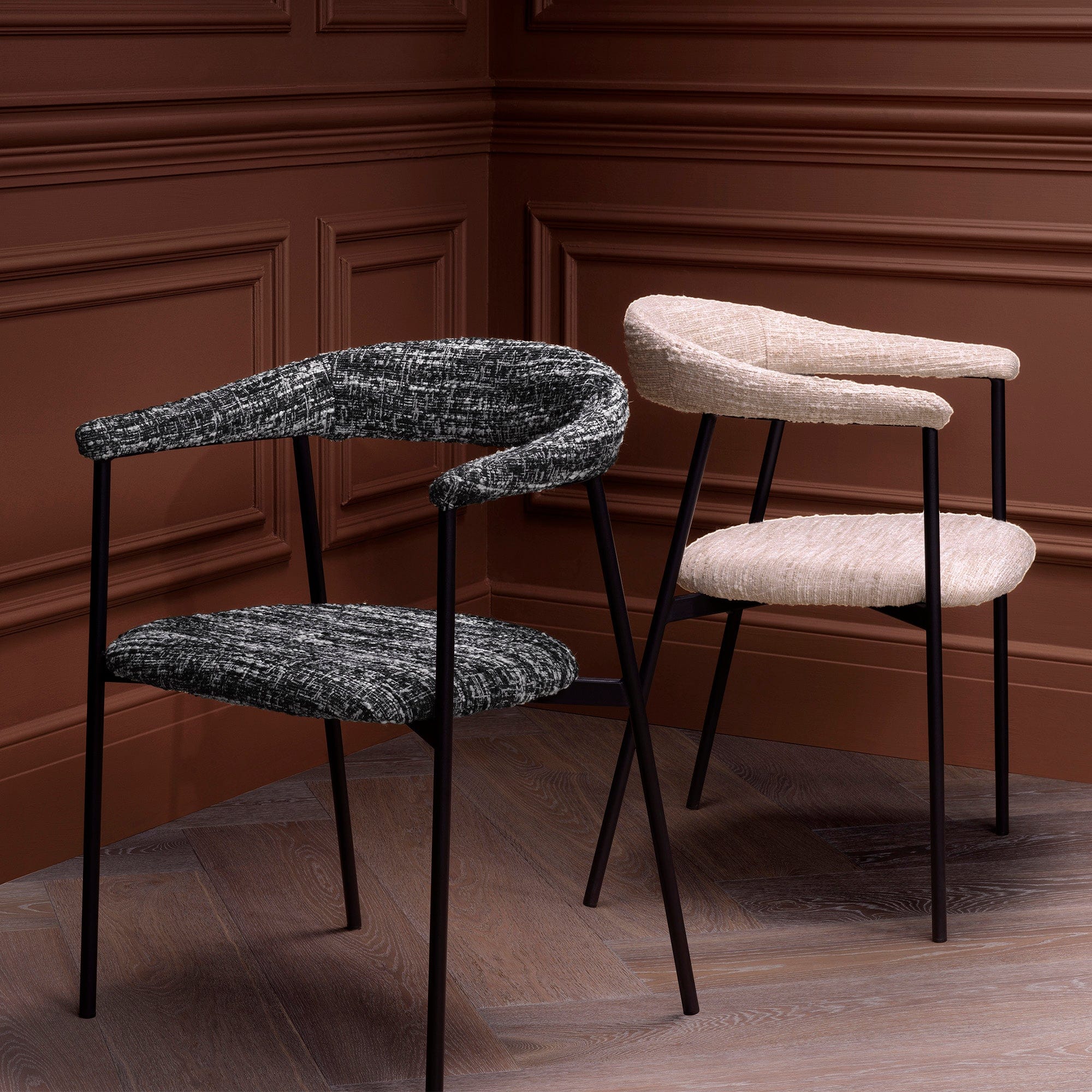 Eichholtz Julio - Set Of 2 Dining Chairs In Boucle Sonata Black