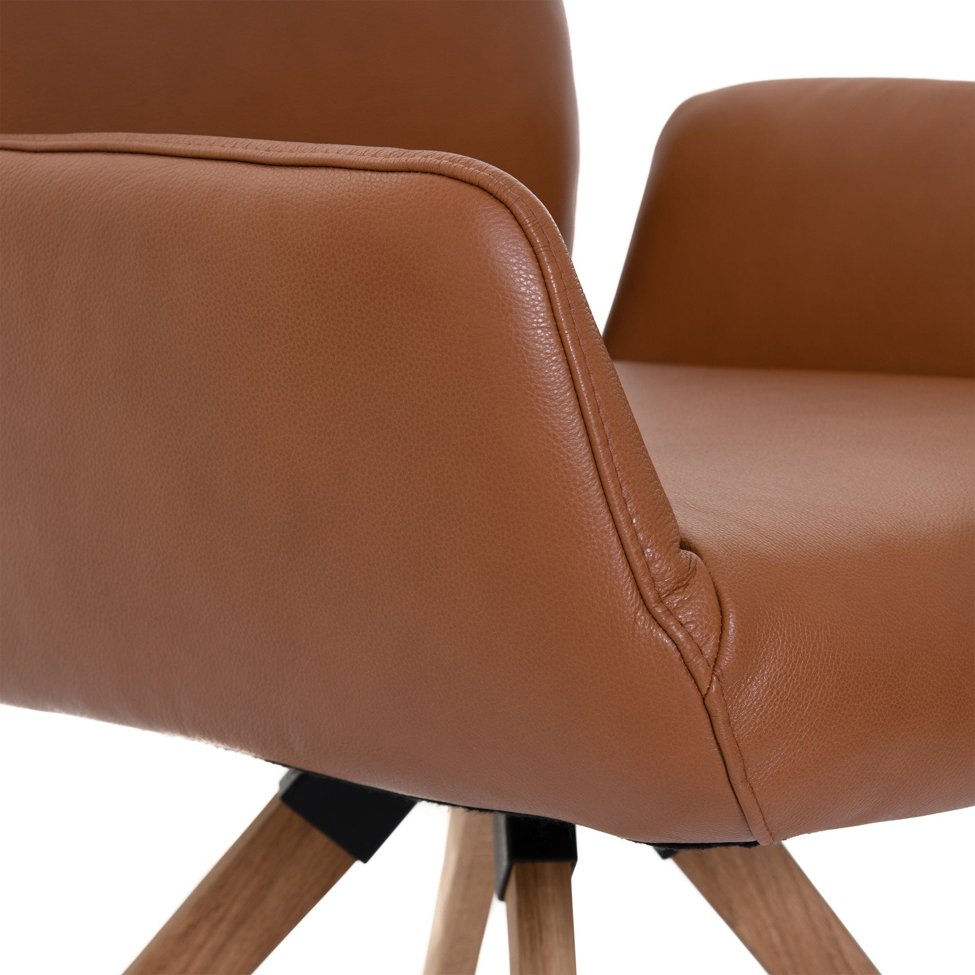 Armchair With 'C' Wooden Leg In Semi Analine