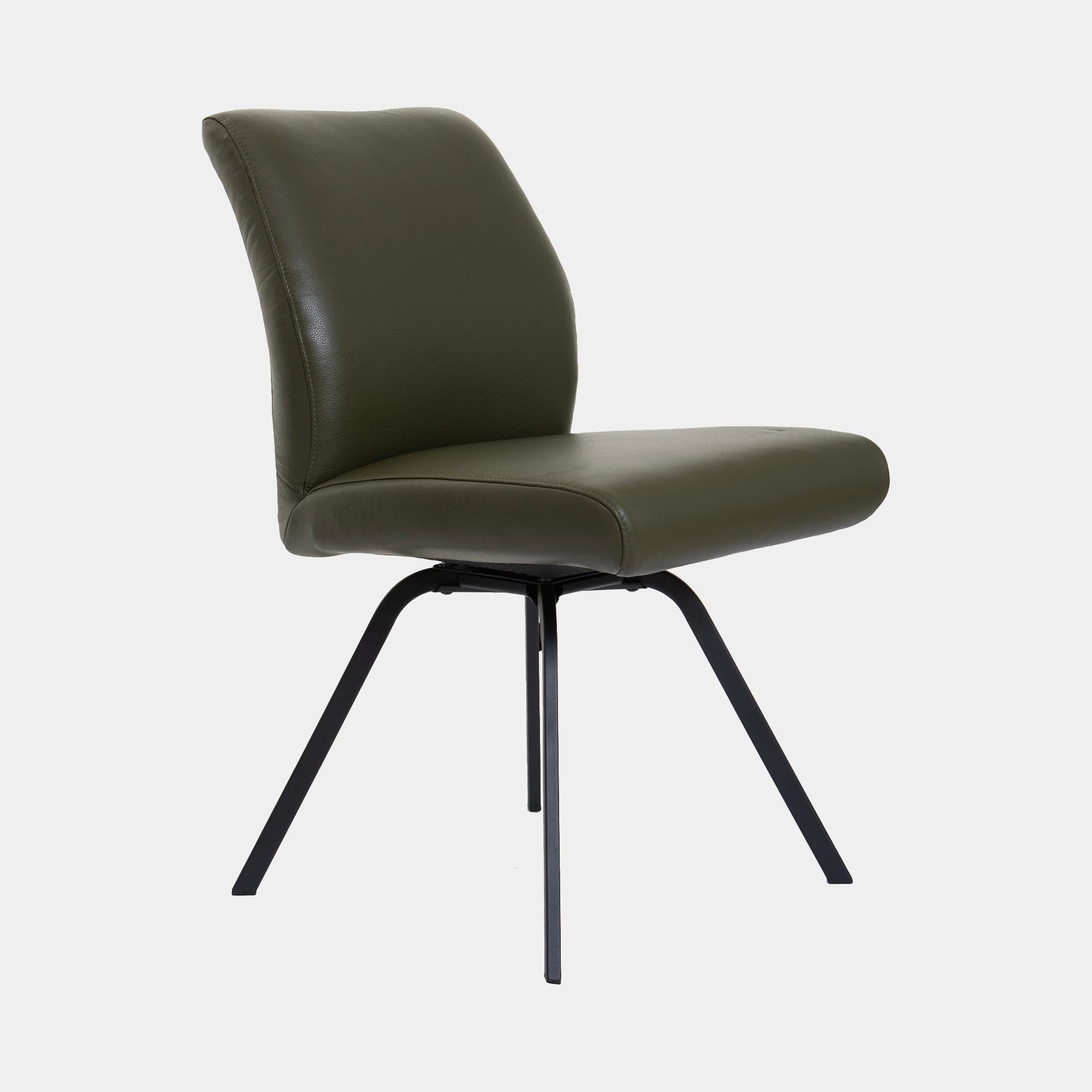 Chair With Black Metal Leg In Semi Aniline