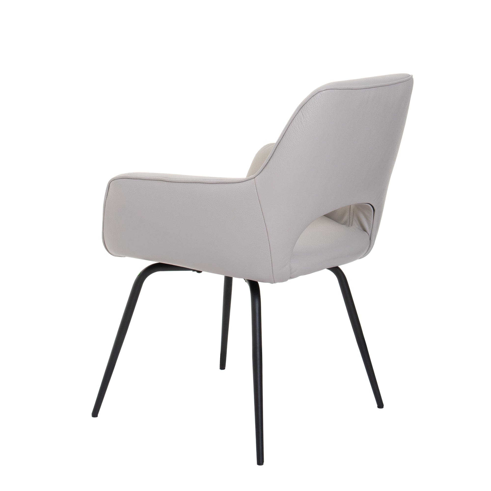 Luna - Swivel Dining Chair, Silver Grey Soleda Leather