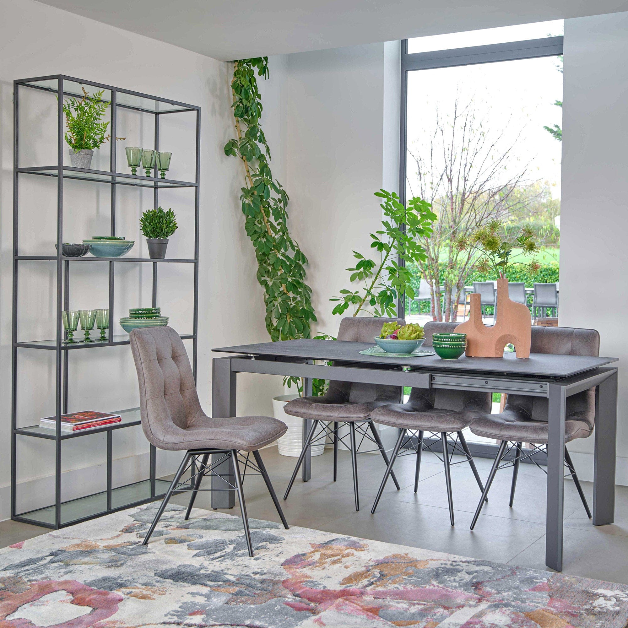 120cm Ext Dining Table White Ceramic