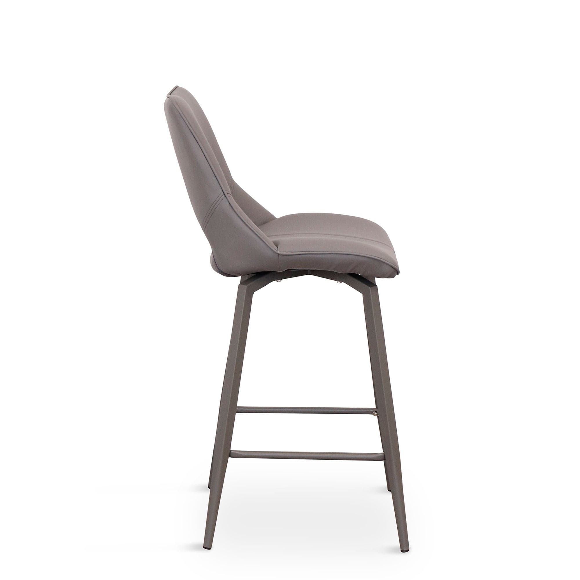 Bar Stool In Dark Grey PU With Grey Powder Coated Legs