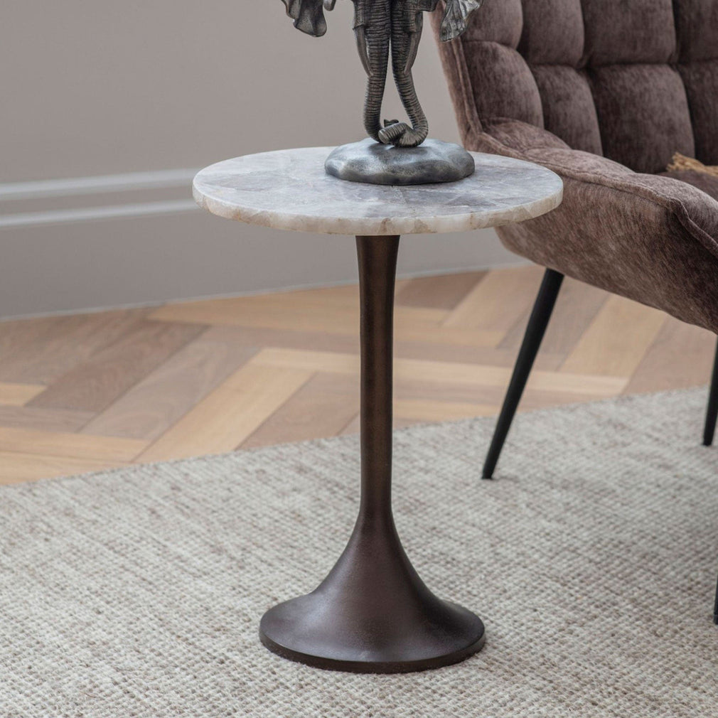 Gemstone - 42cm Side Table In Smokey Quartz Finish
