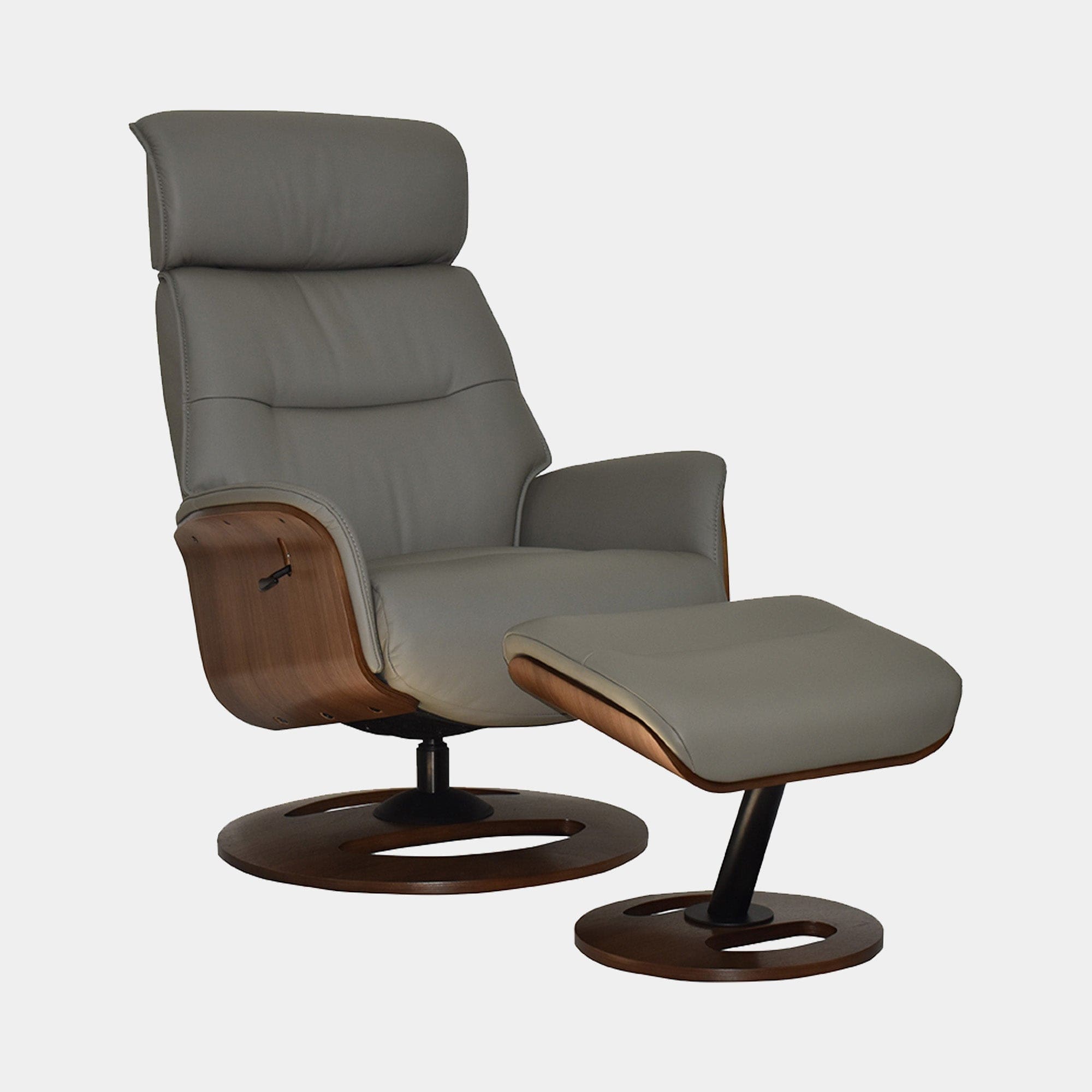 Ontario - Swivel Recliner Chair & Stool In Husky Leather