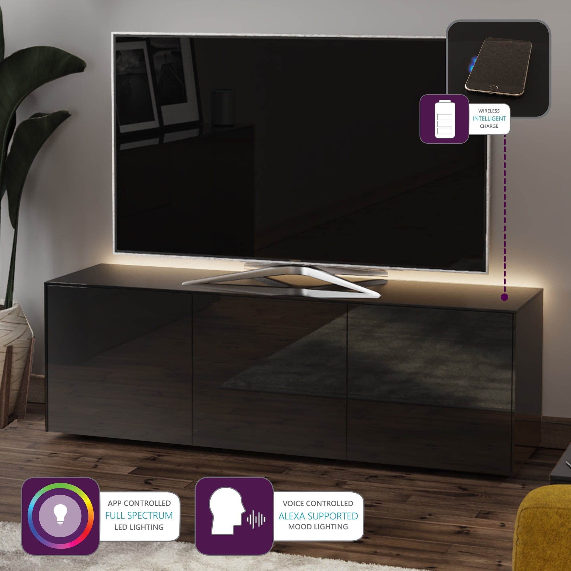 Paragon - 150CM TV Unit In Black Gloss