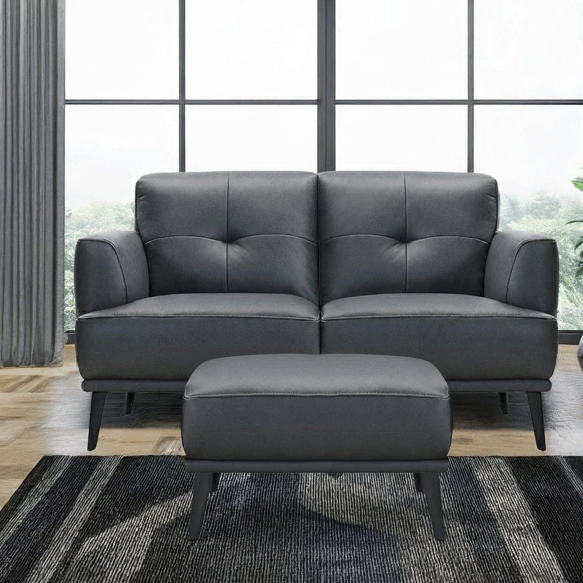 Footstool In Full Leather Cat 15 H/H