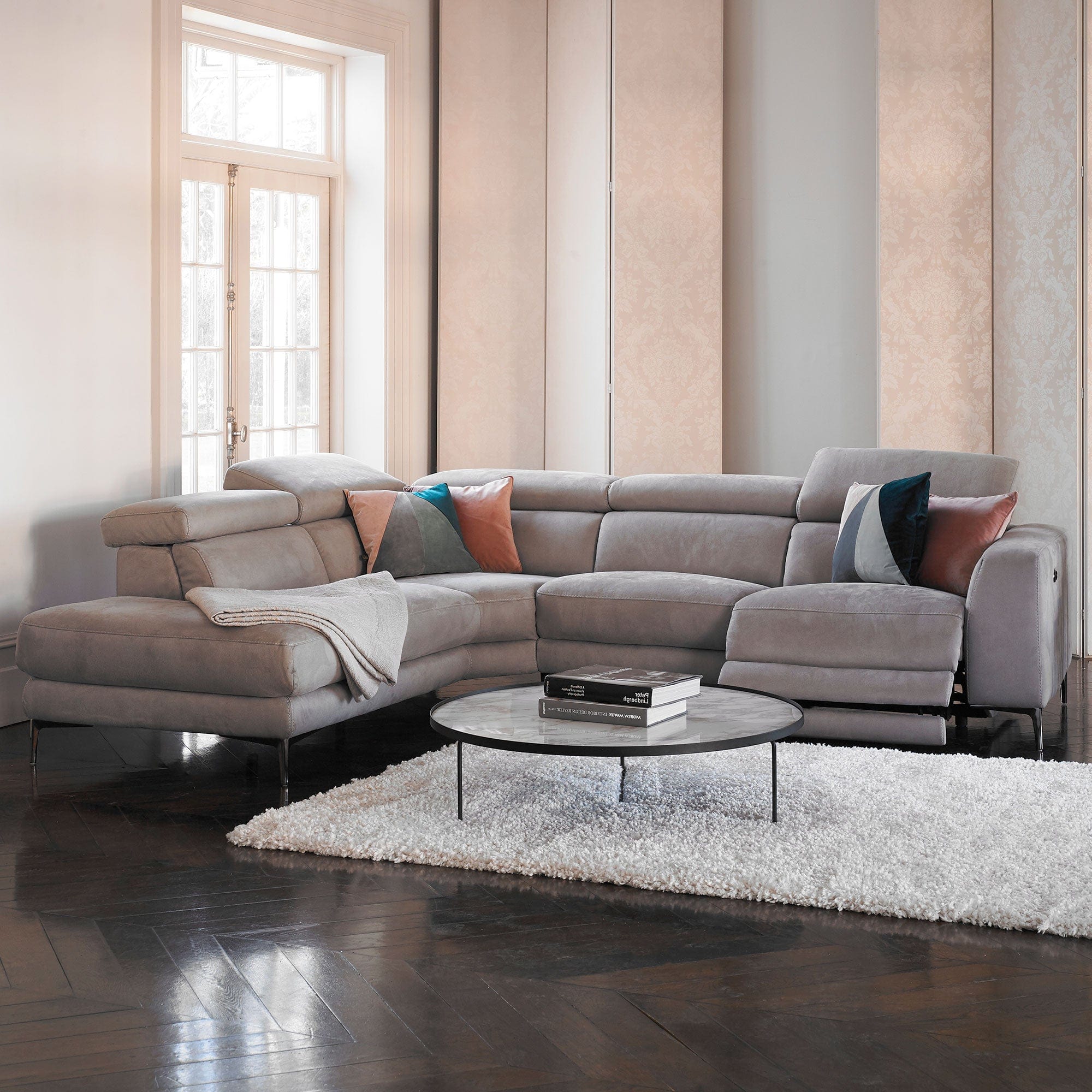 Bella - Recliner Corner Sofa With USB Function, Fabric