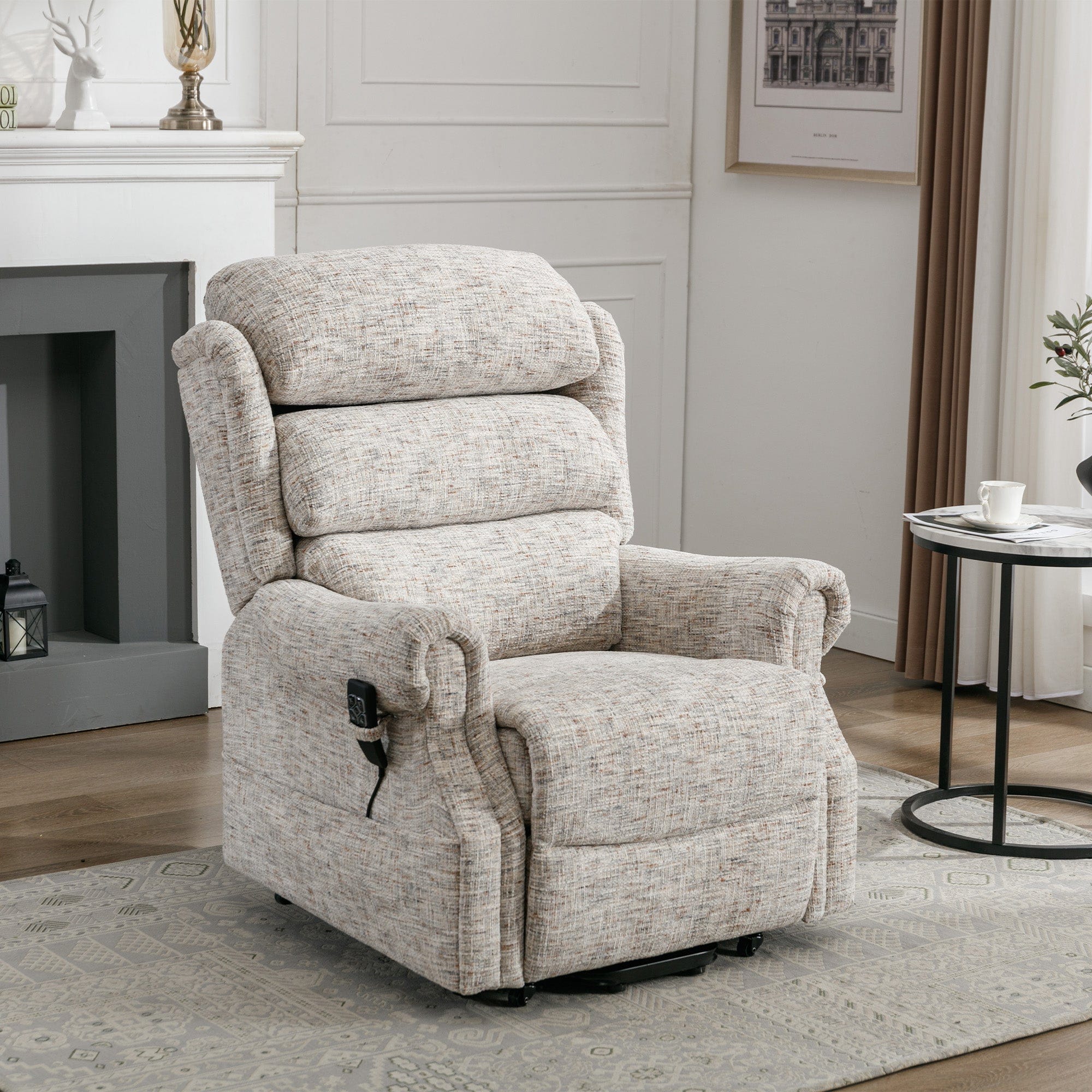 Bude - Dual Motor Rise & Recline Chair In Fabric Frost