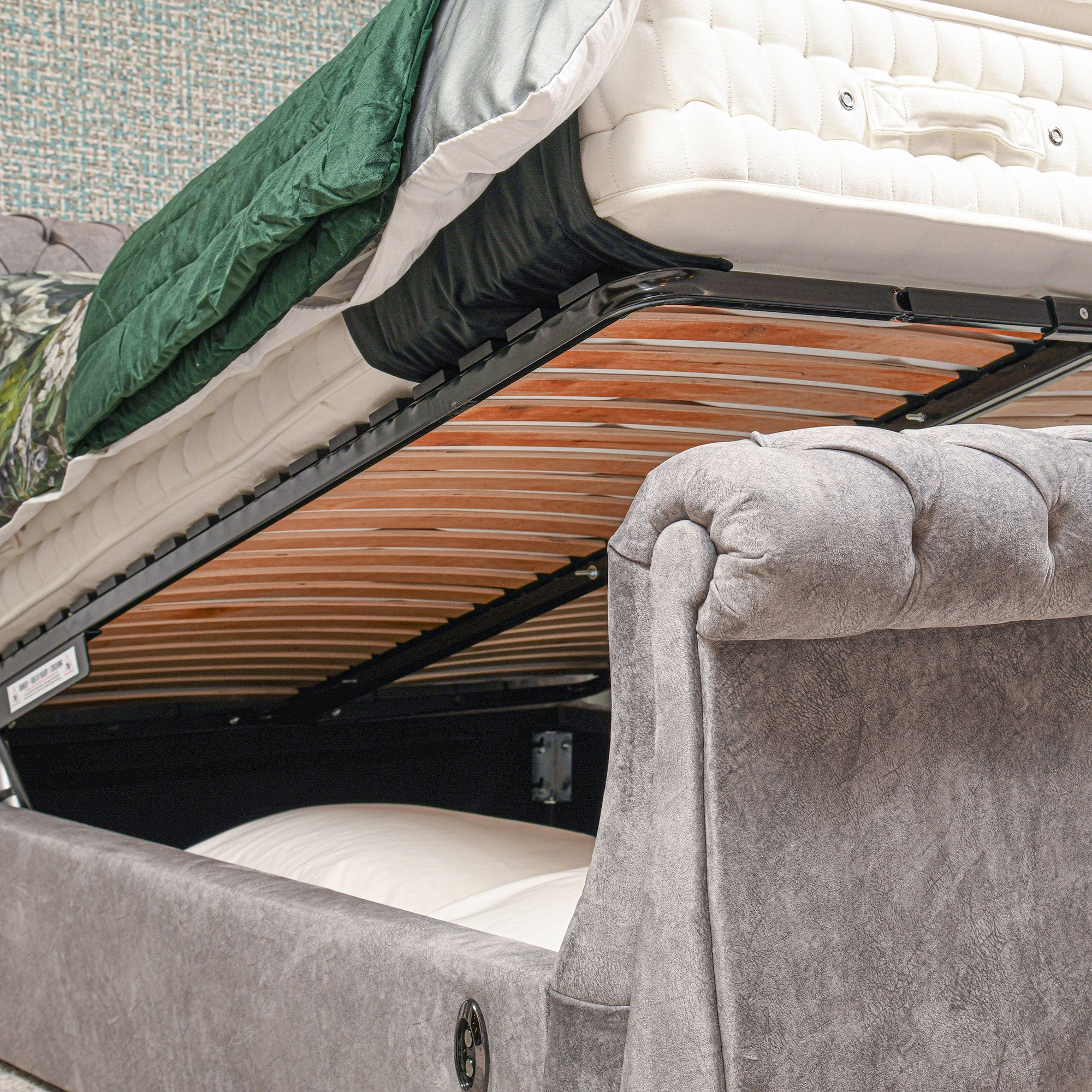 Cordelia - Bed Frame Ottoman Electric Double (135cm) In Standard Fabric
