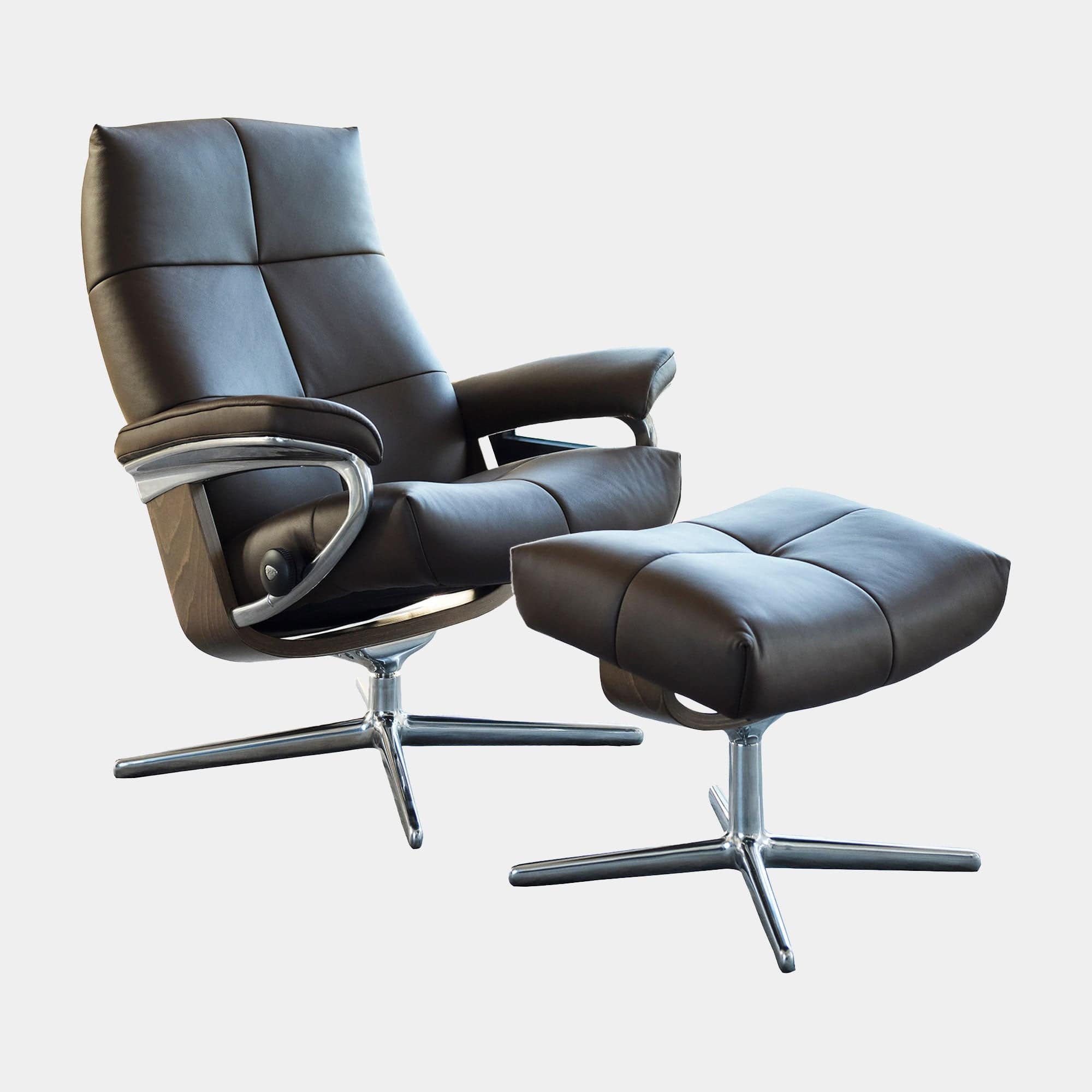 Stressless David - Chair & Footstool With Cross Base, Leather