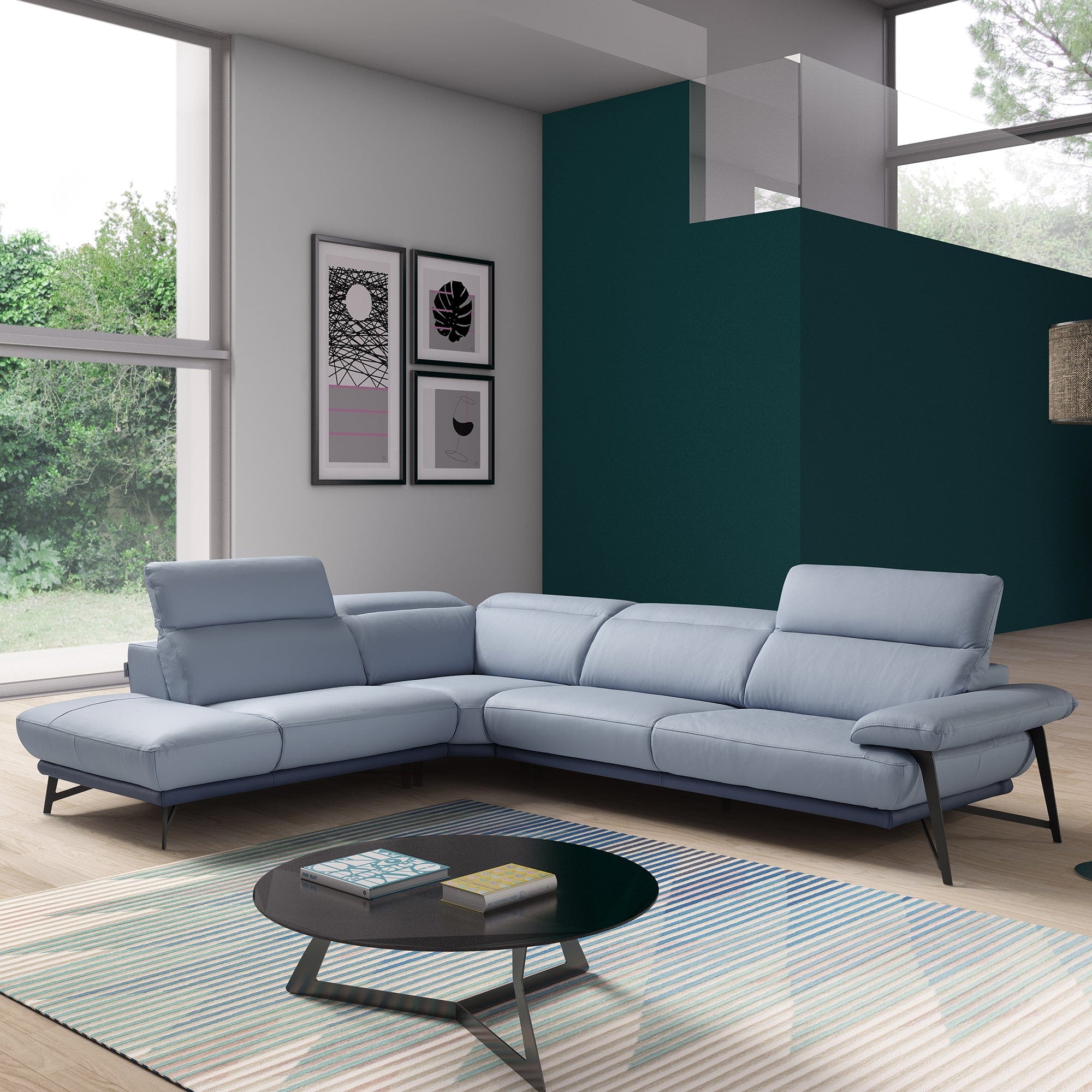 Ancona - 3 Piece LHF Terminal Corner Group In Leather Cat B