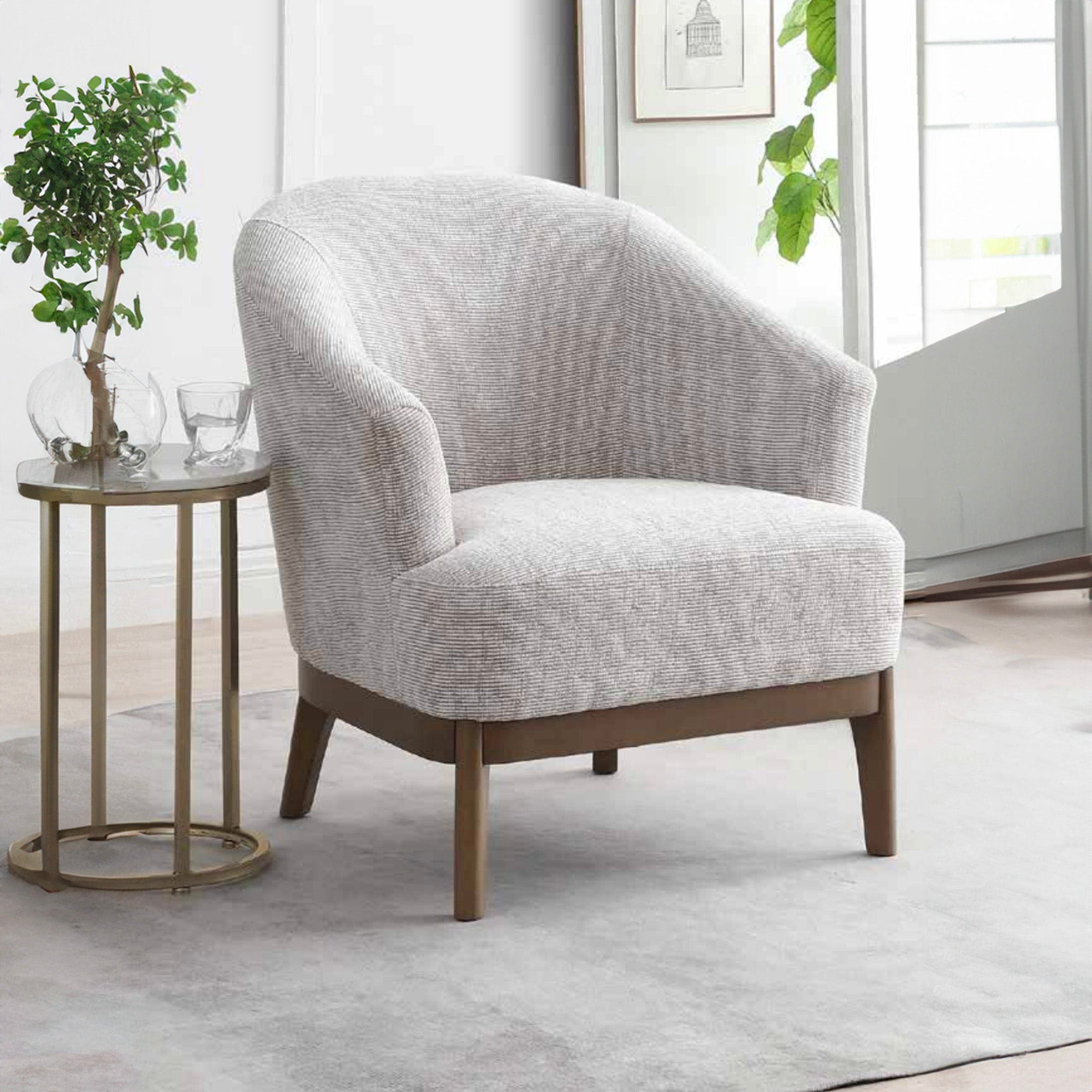 Jess - Tub Chair In Fabric Leto Natural Woven Chenille
