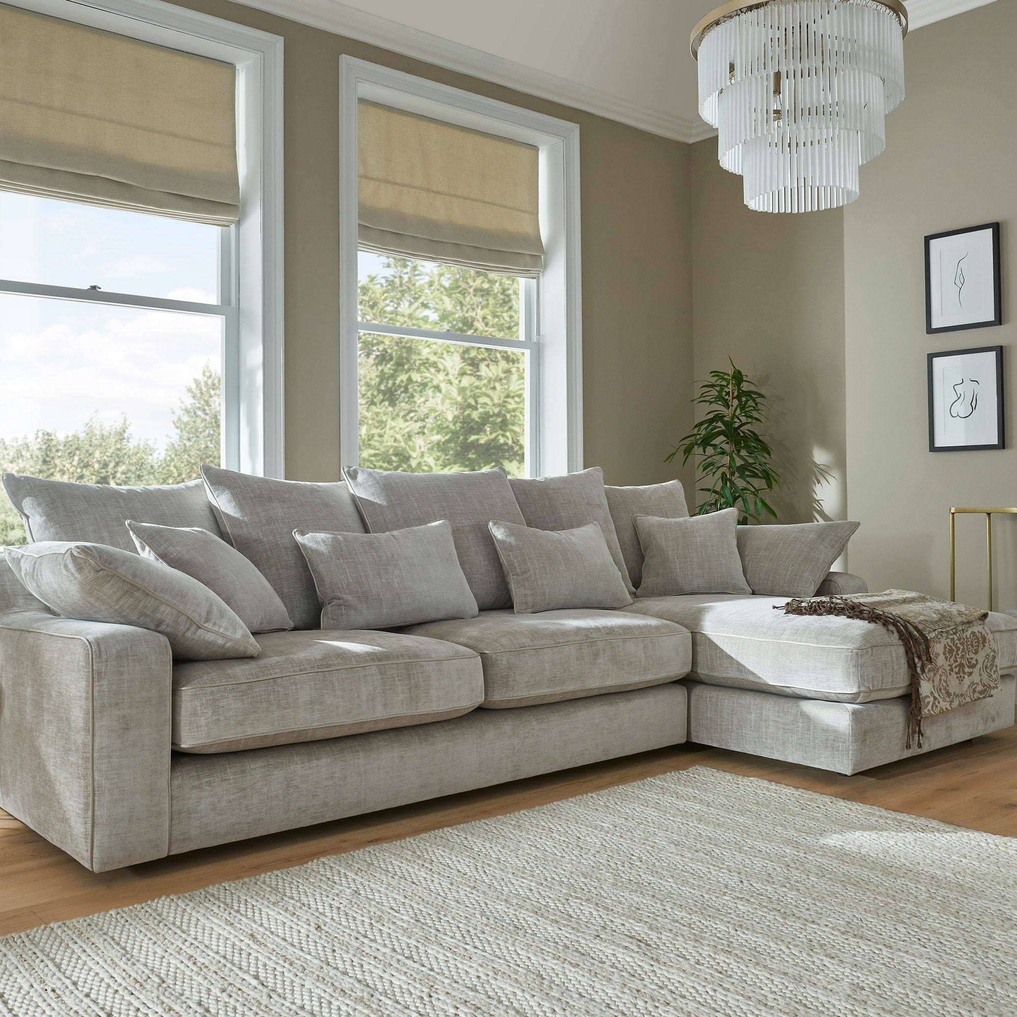 Lexington - Small RHF Chaise Pillow Back Sofa, Fabric