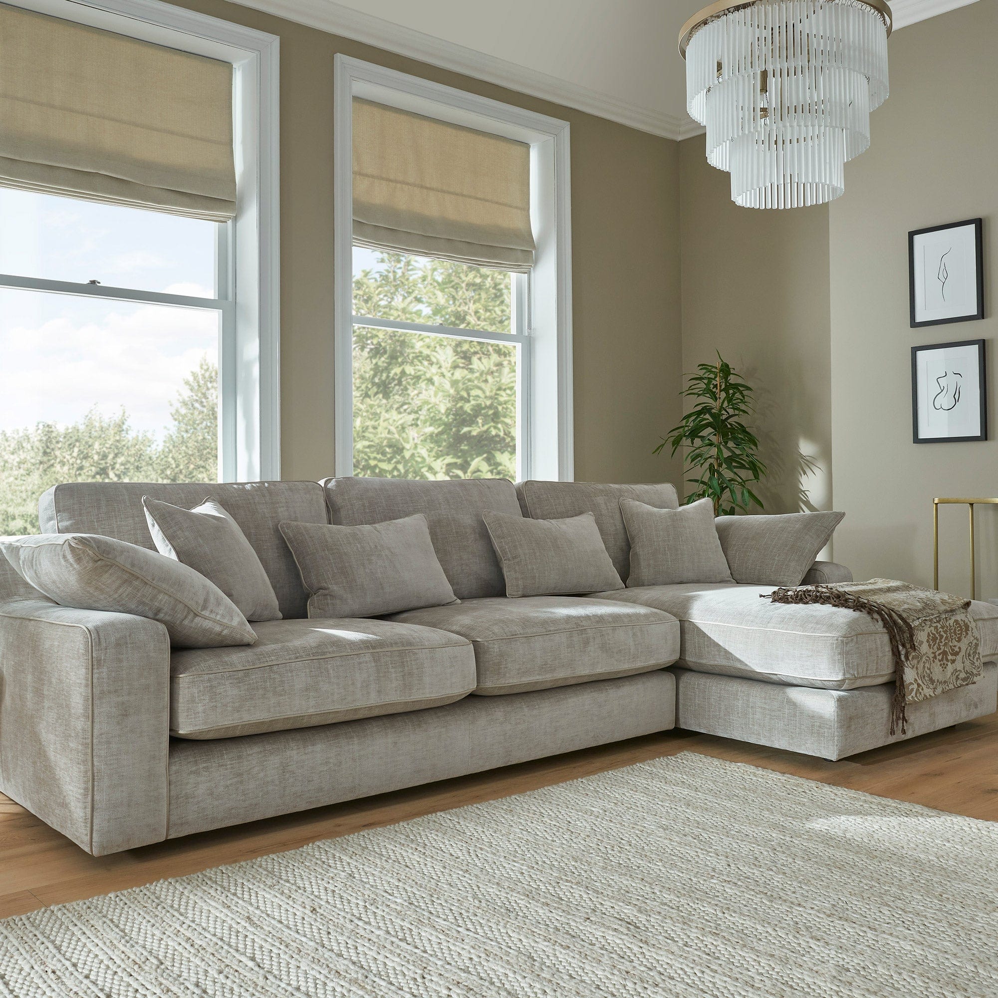 Lexington - Small LHF Chaise Standard Back Sofa, Fabric