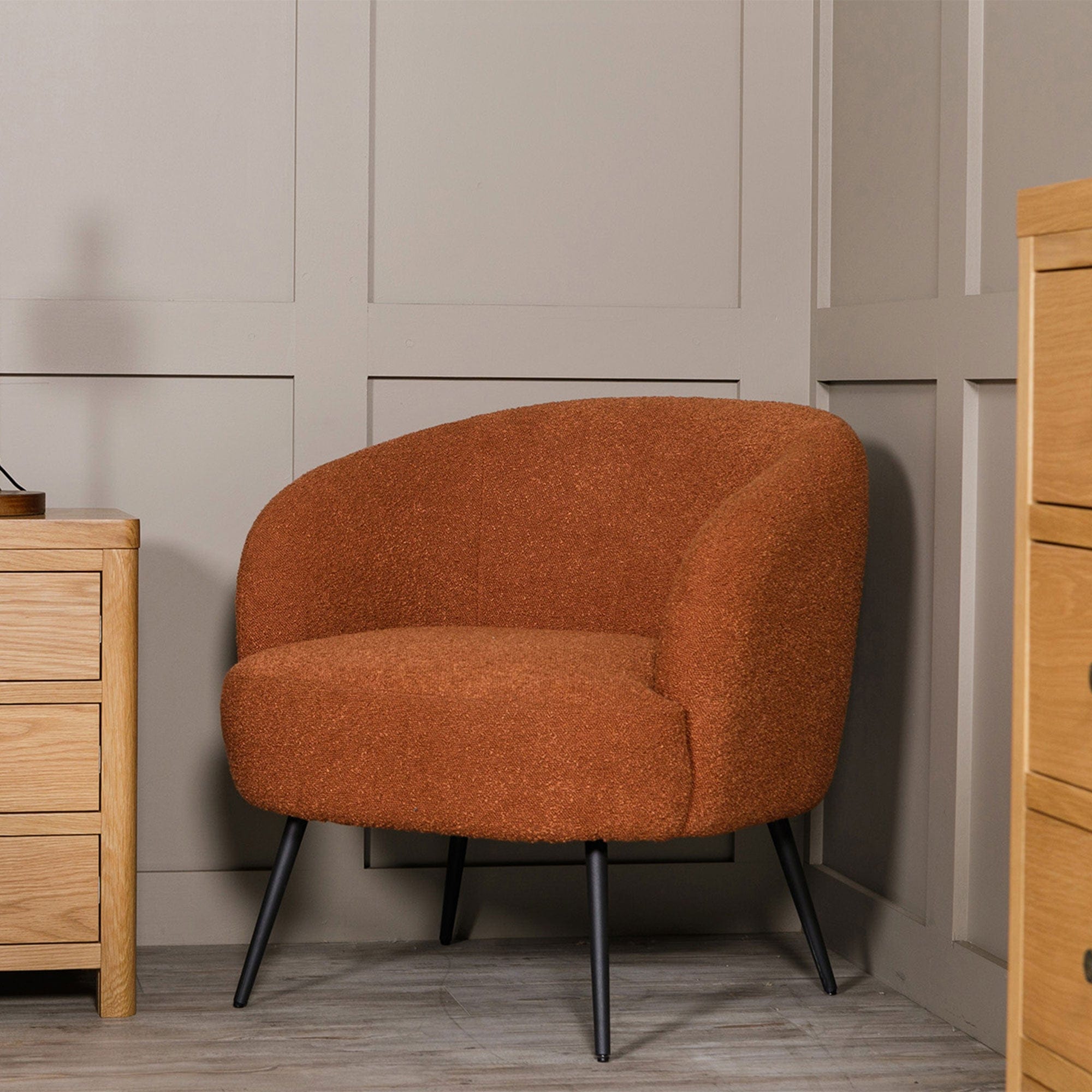 Accent Chair In Fabric Boucle Rust (Assmebly Required)