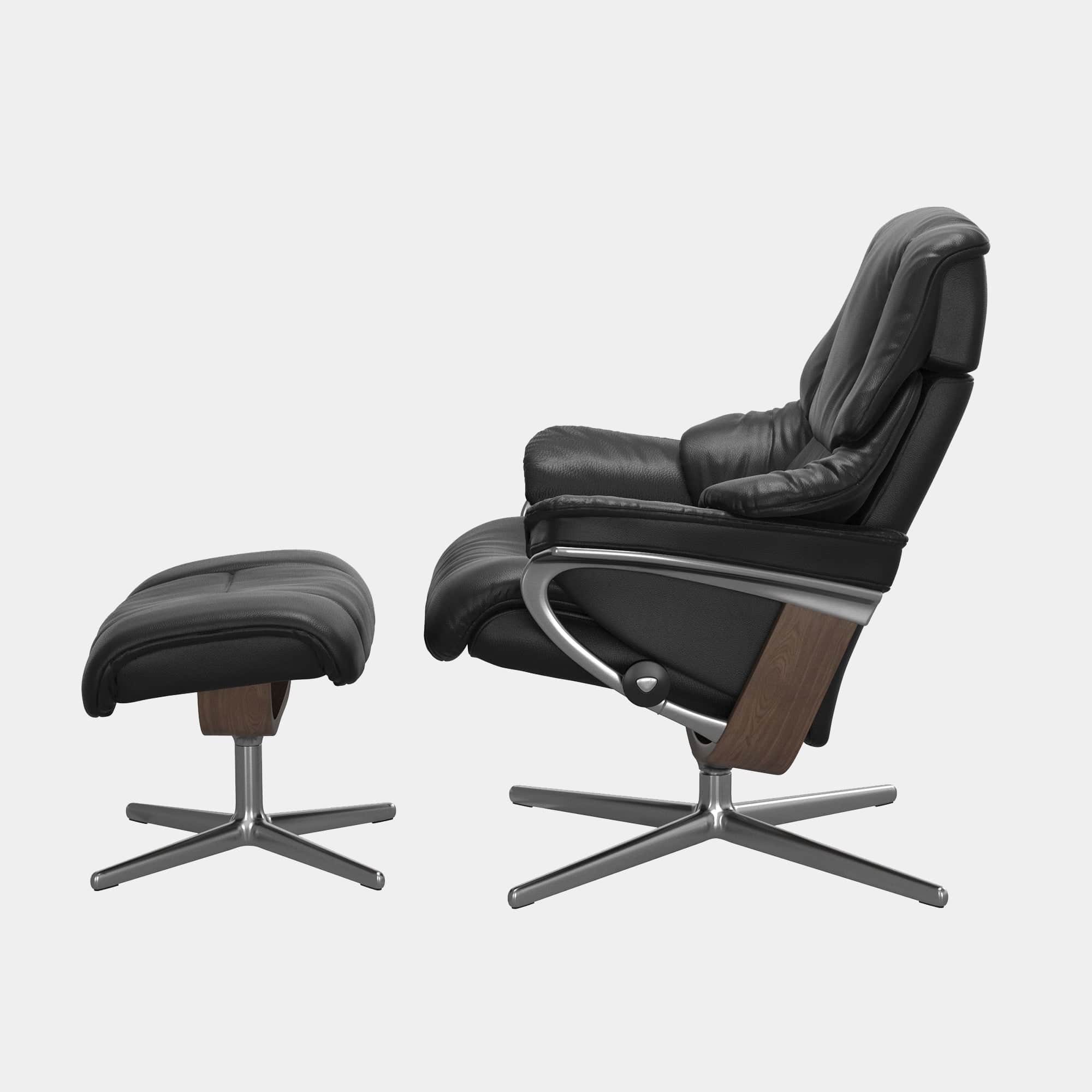Stressless Reno - Chair & Stool With Cross Base In Noblesse Leather Small