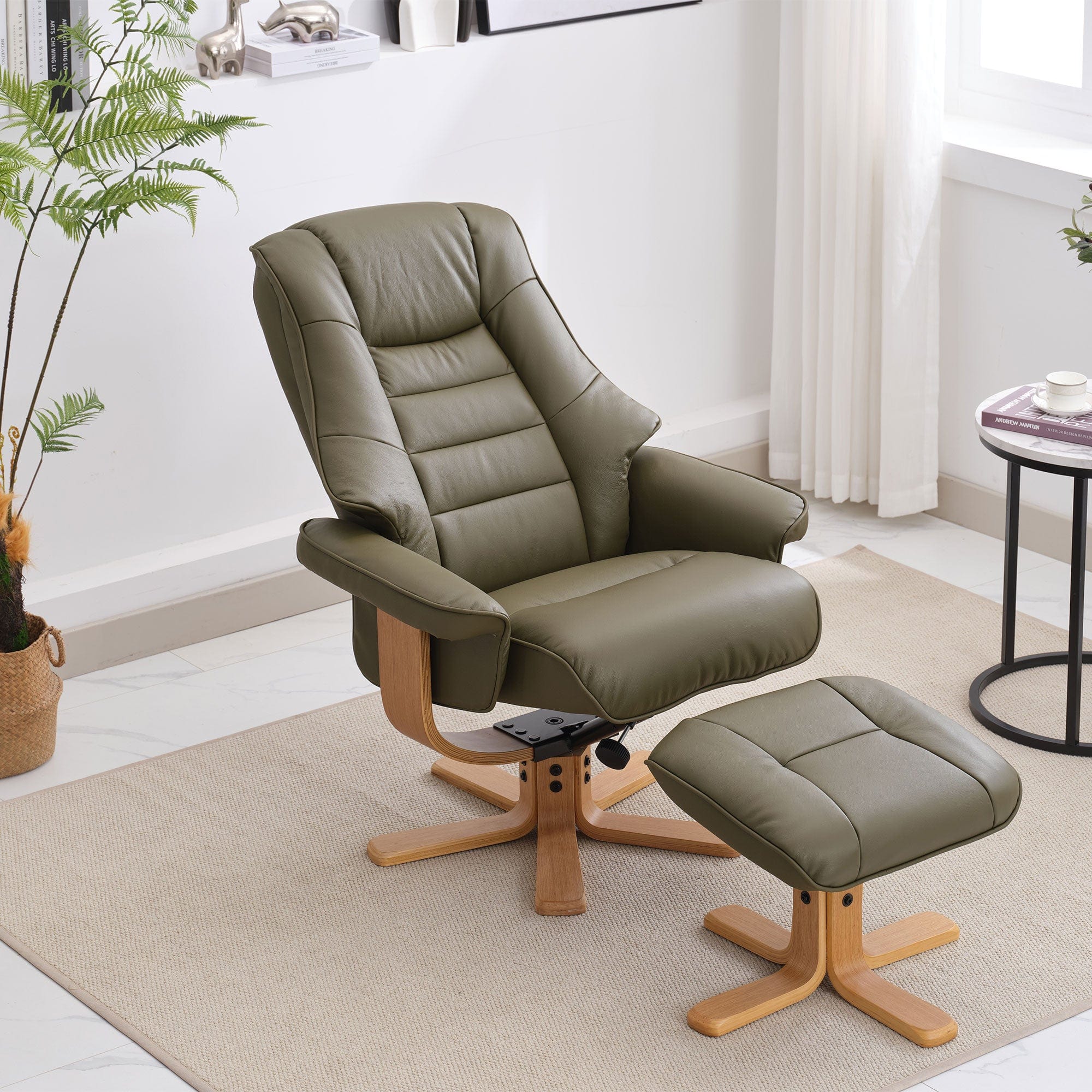 Royale - Swivel Recliner Chair & Footstool, Leather