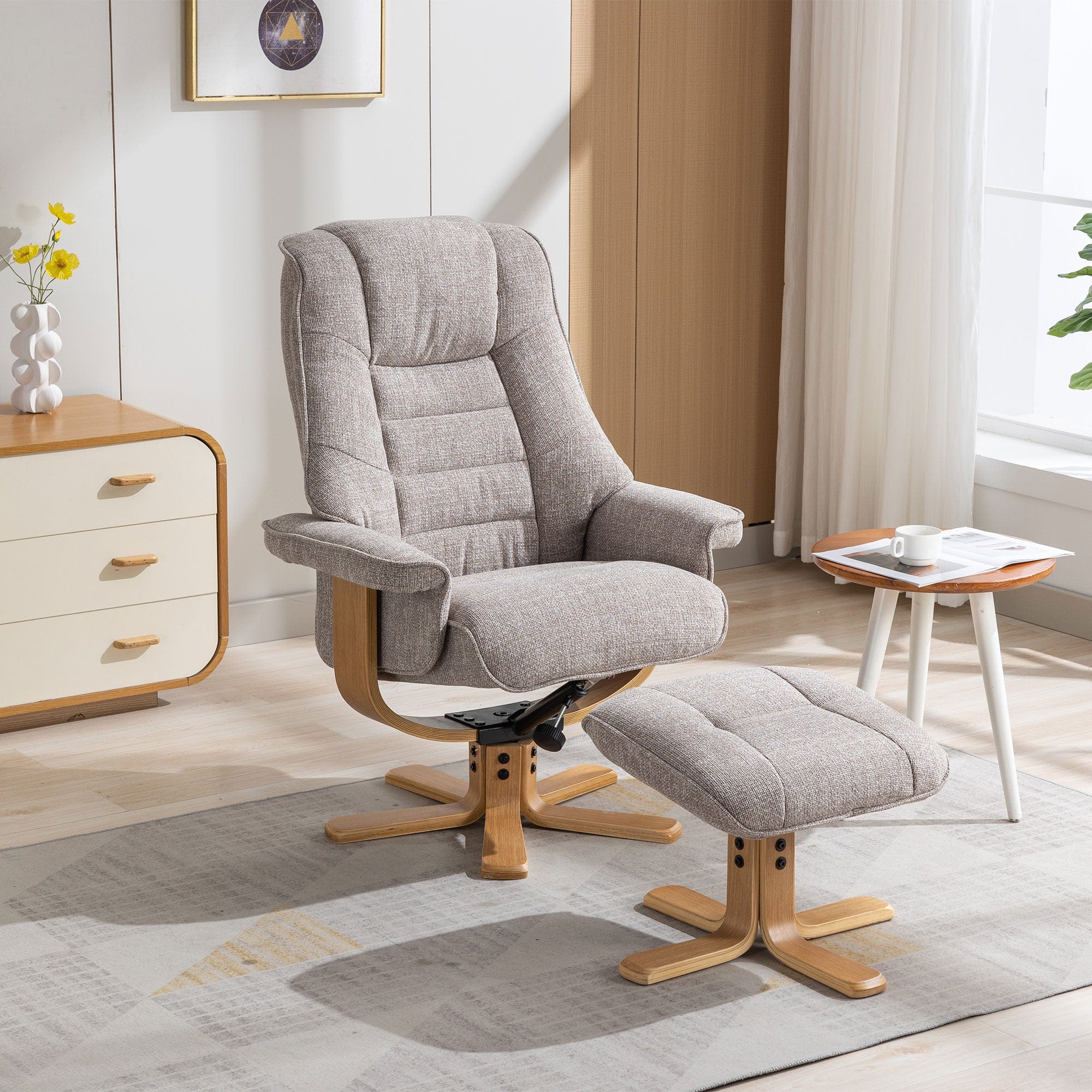 Royale - Swivel Recliner Chair & Footstool, Fabric